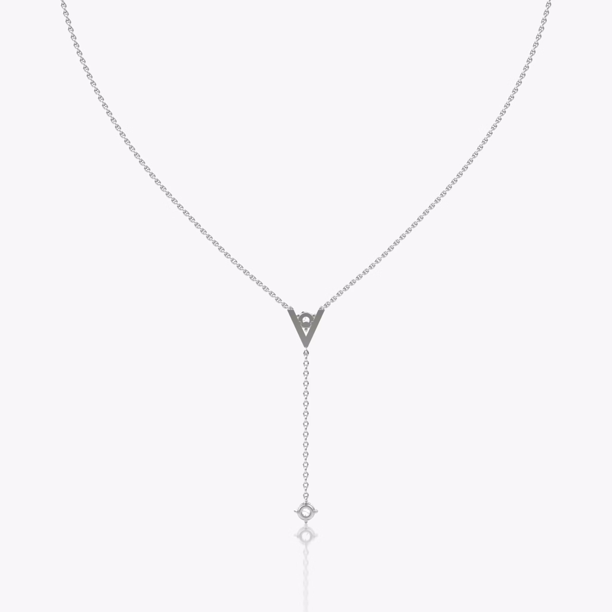 VRAI V Duo Lariat Necklace | Round Brilliant and Round Brilliant | 14k | White Gold | chainLength: 16-18