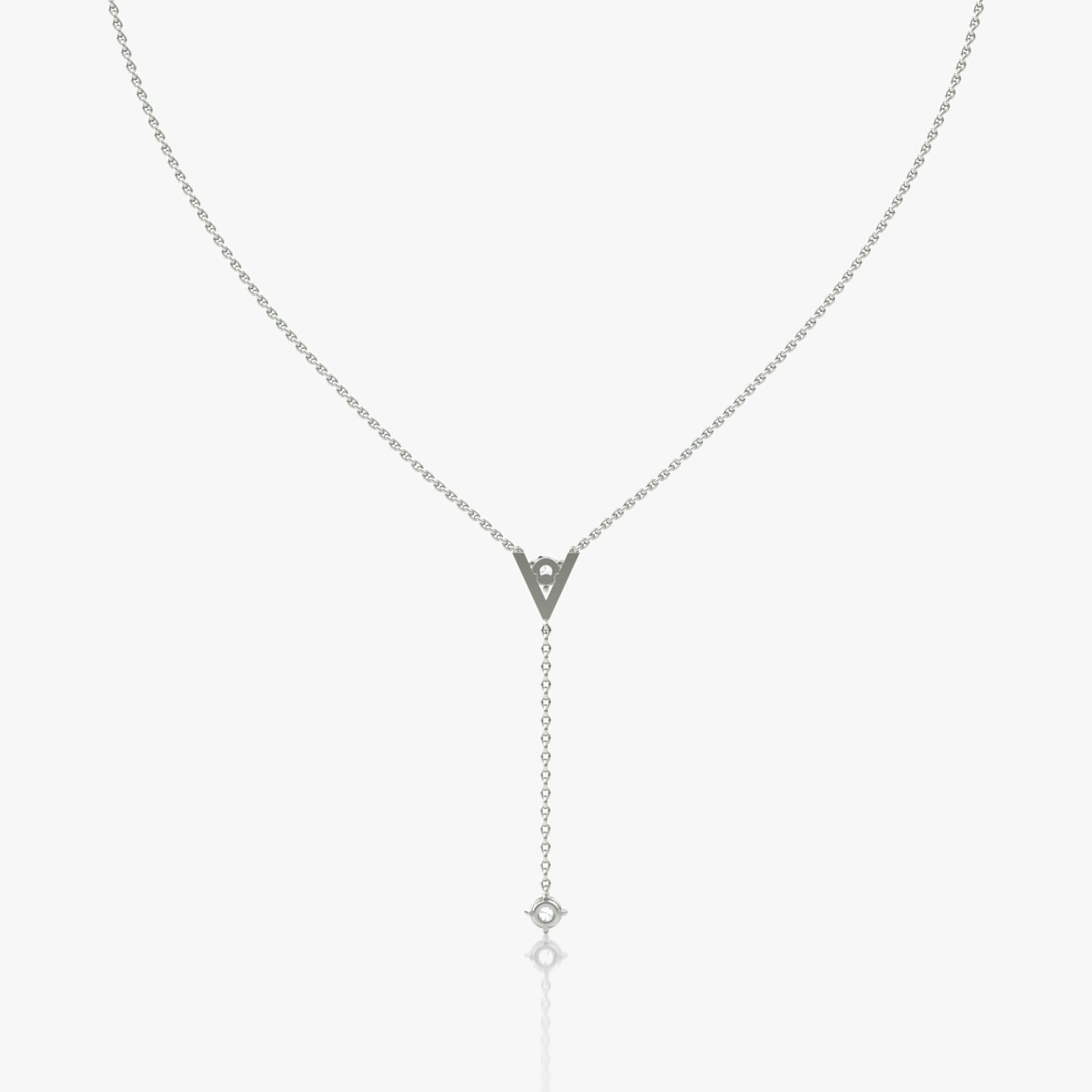 VRAI V Duo Lariat Necklace | Round Brilliant and Round Brilliant | 14k | White Gold | chainLength: 16-18