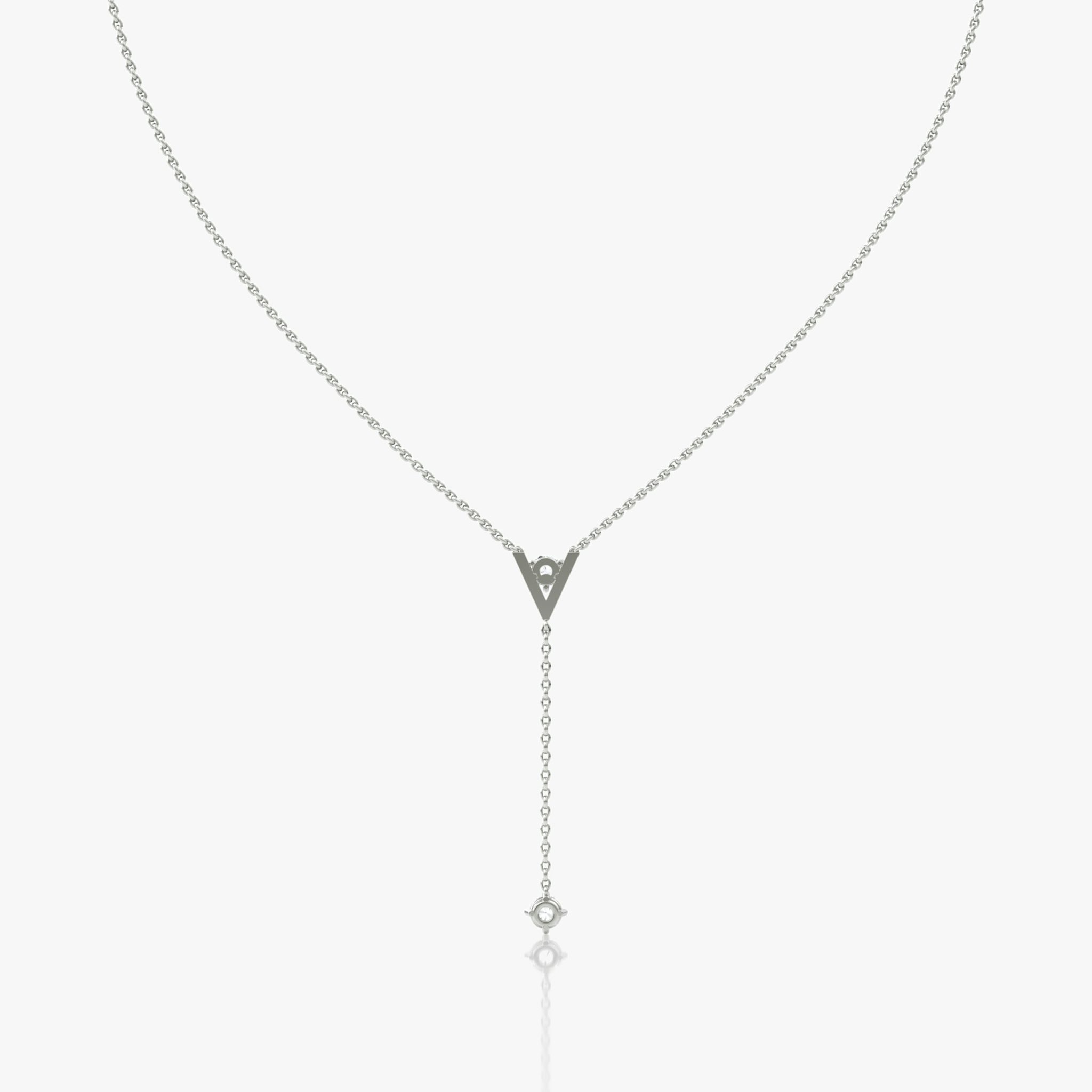 VRAI V Duo Lariat Necklace | Round Brilliant and Round Brilliant | 14k | White Gold | chainLength: 16-18