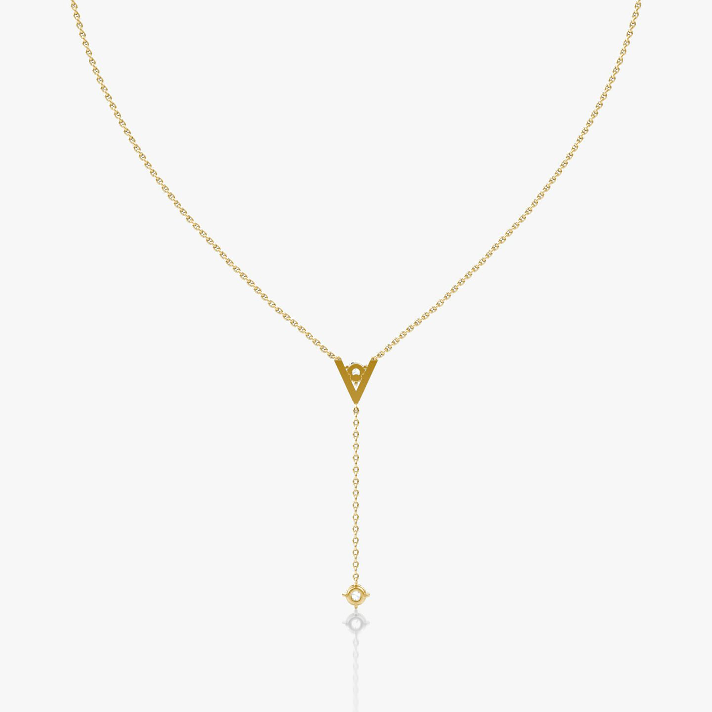 VRAI V Duo Lariat Necklace | Round Brilliant and Round Brilliant | 14k | Yellow Gold | chainLength: 16-18