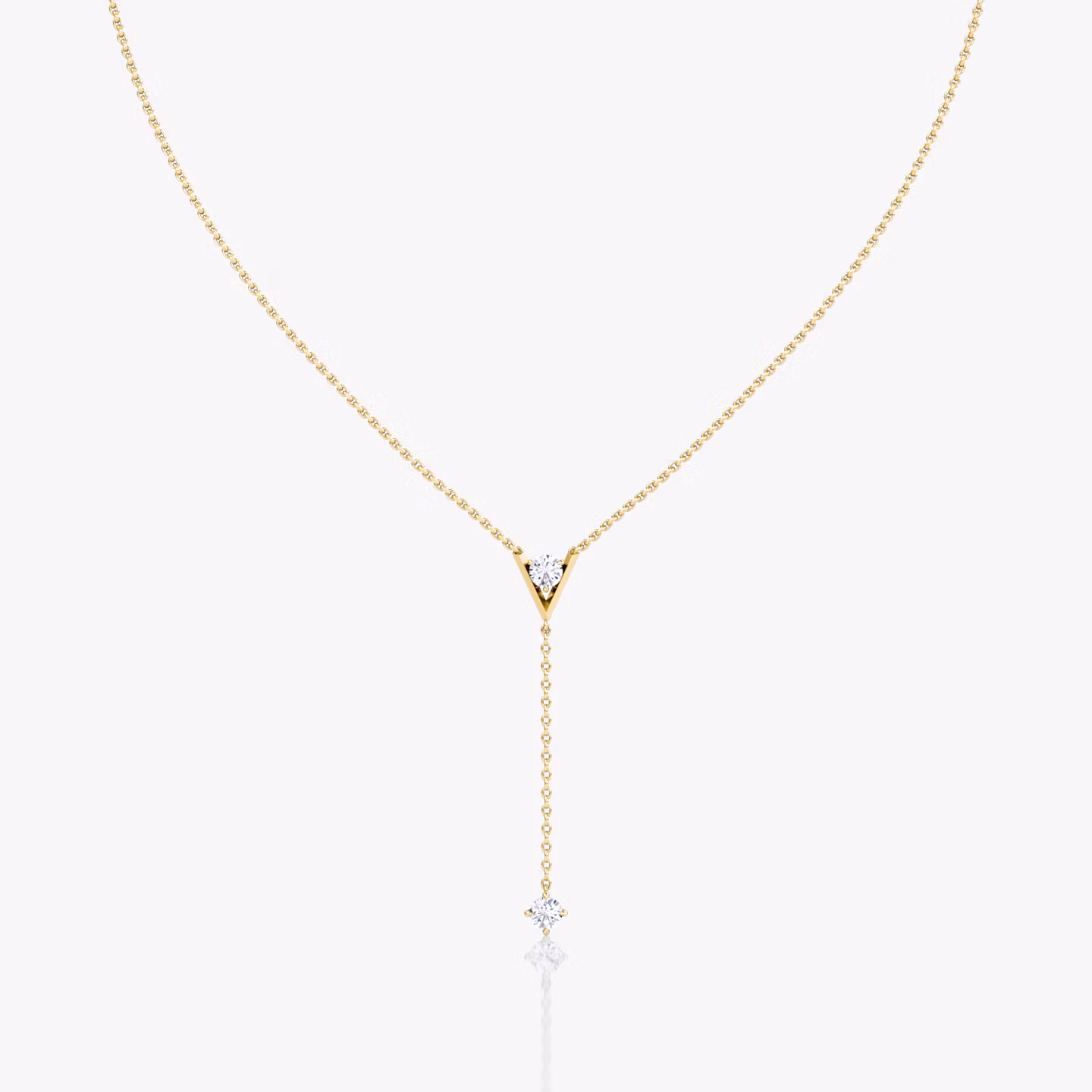 Collar VRAI V Duo Lariat Brillante y Brillante | Yellow Gold