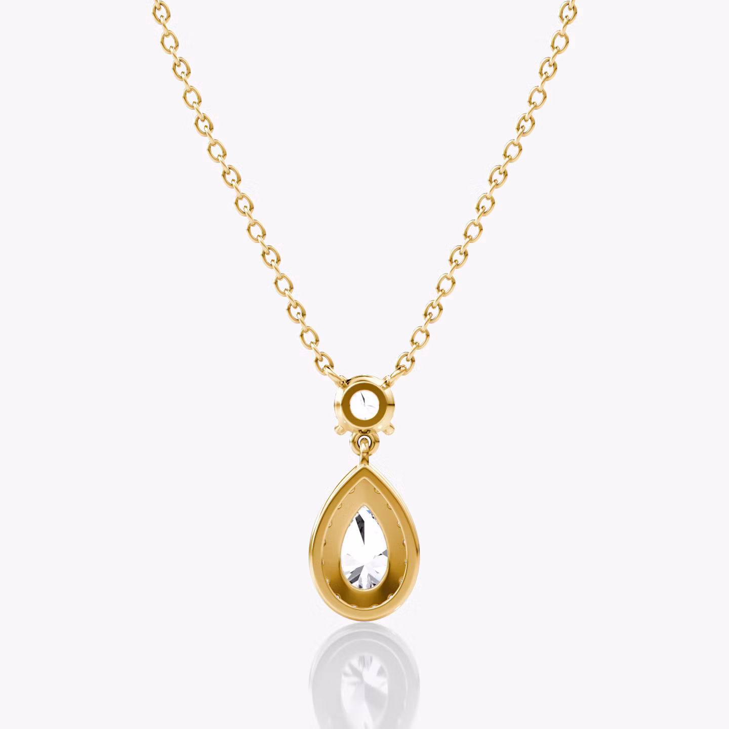 Collar Signature Pear Drop Halo | Brillante | 14k | Oro amarillo | chainLength: 16-18