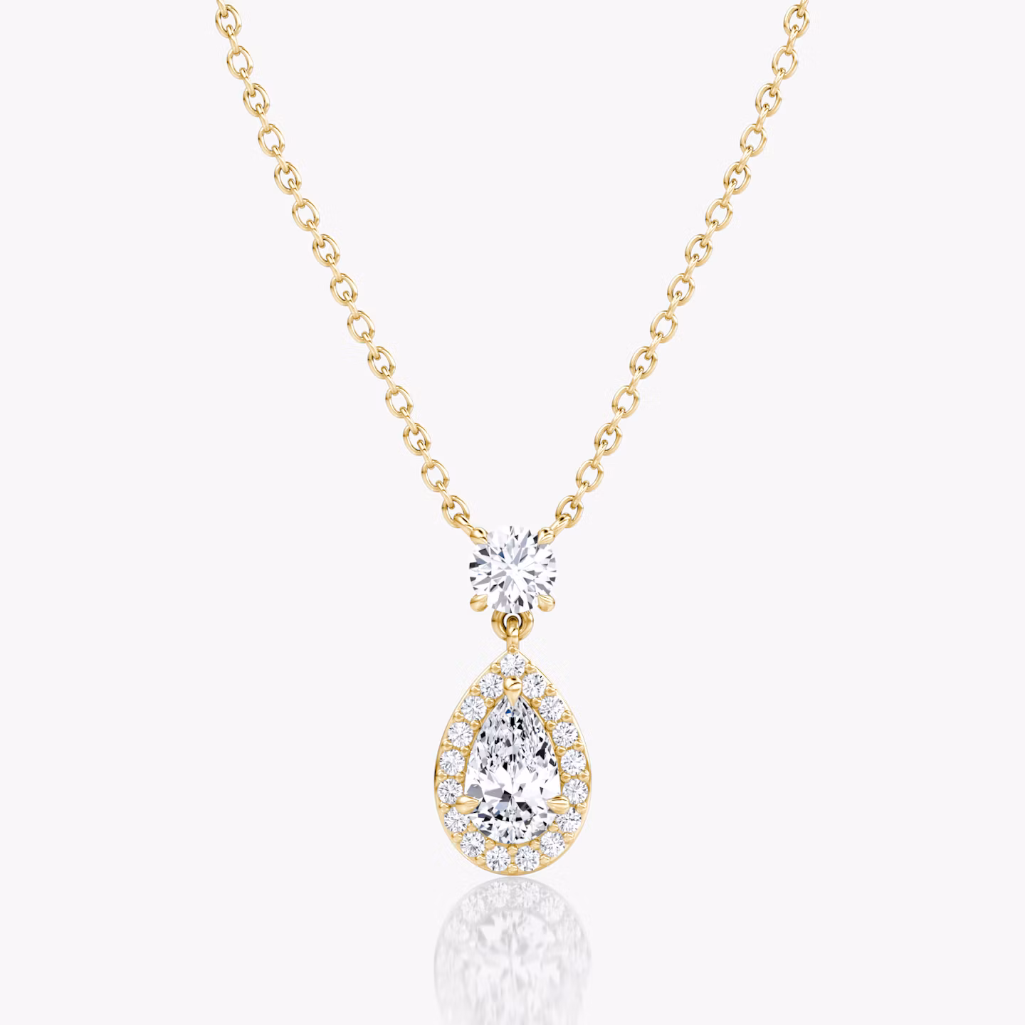 Collar Signature Pear Drop Halo | Brillante | 14k | Oro amarillo | chainLength: 16-18
