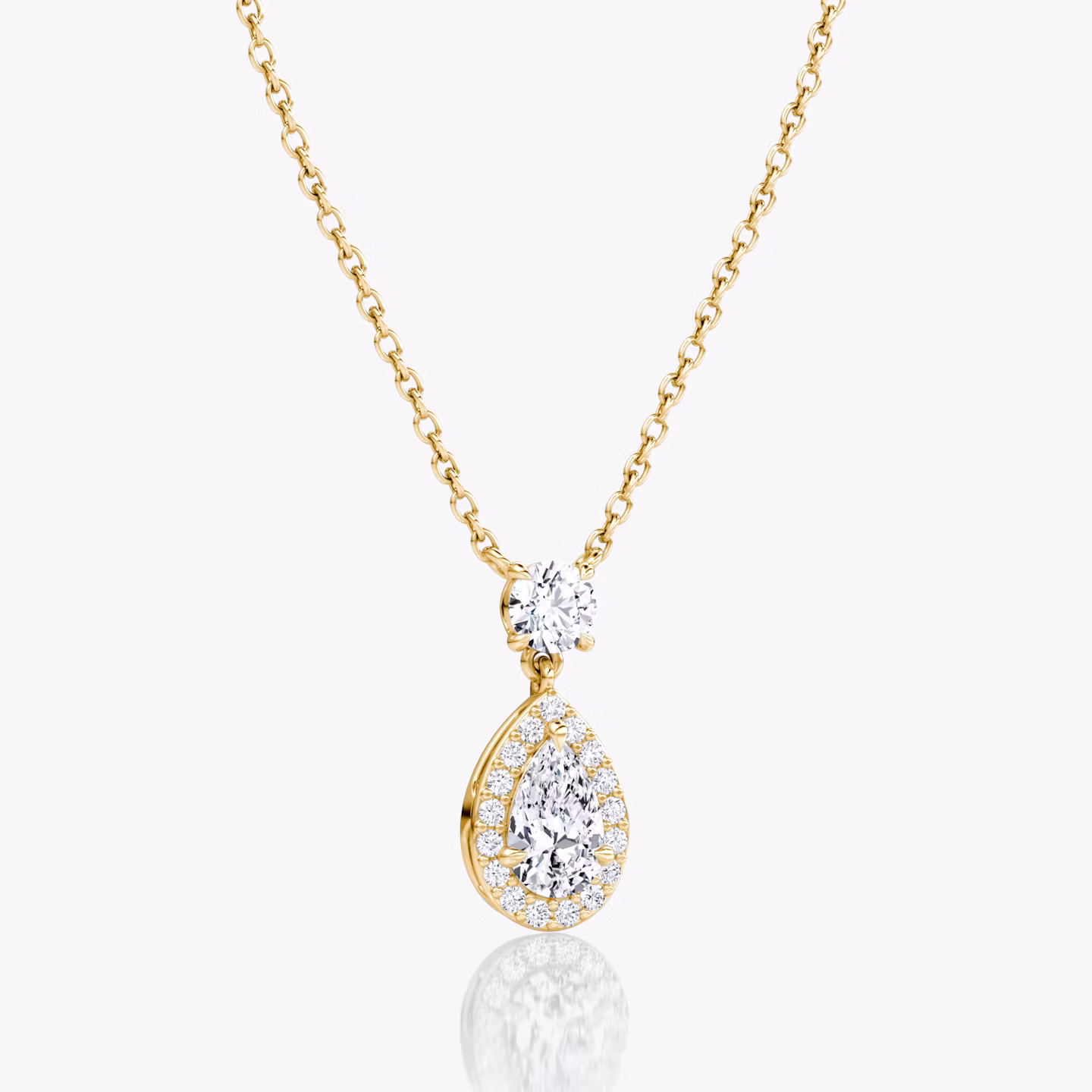Collar Signature Pear Drop Halo | Brillante | 14k | Oro amarillo | chainLength: 16-18