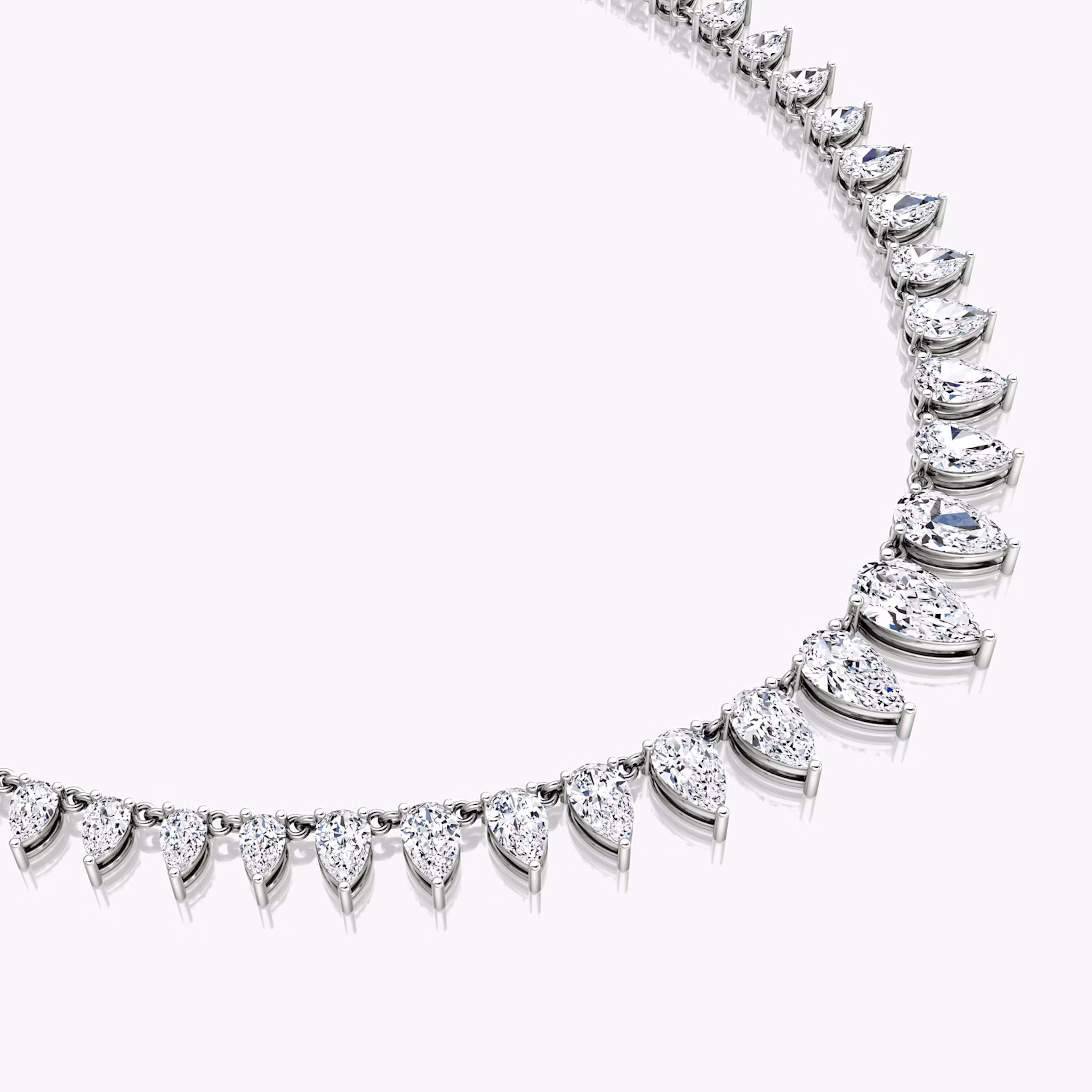 Pear Tennis Necklace | Pear | 14k | White Gold | chainLength: 16