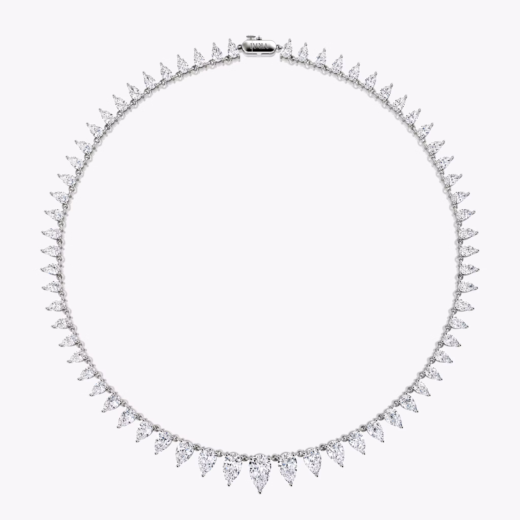 Pear Tennis Necklace | Pear | 14k | White Gold | chainLength: 16