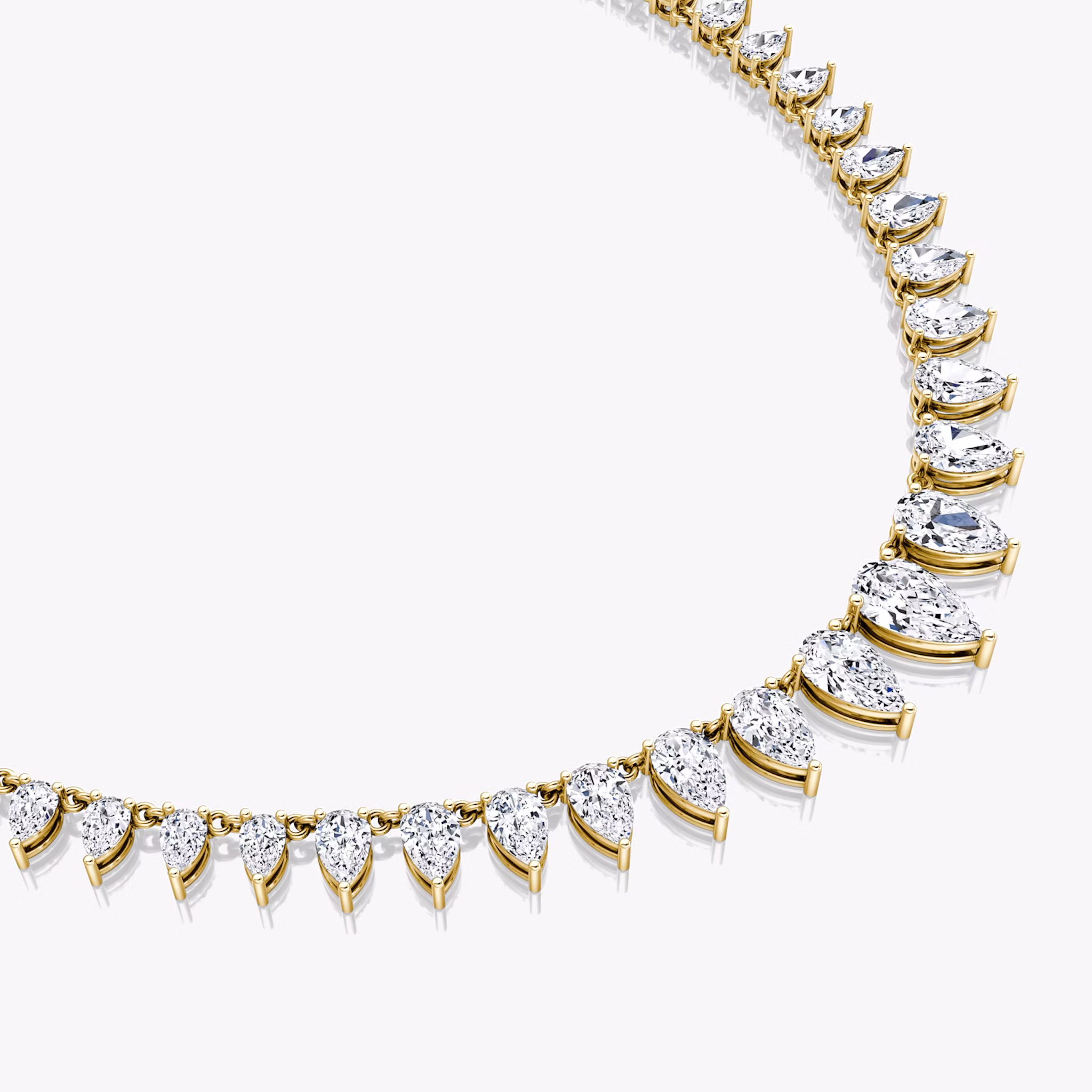 Pear Tennis Necklace | Pear | 14k | Yellow Gold | chainLength: 16