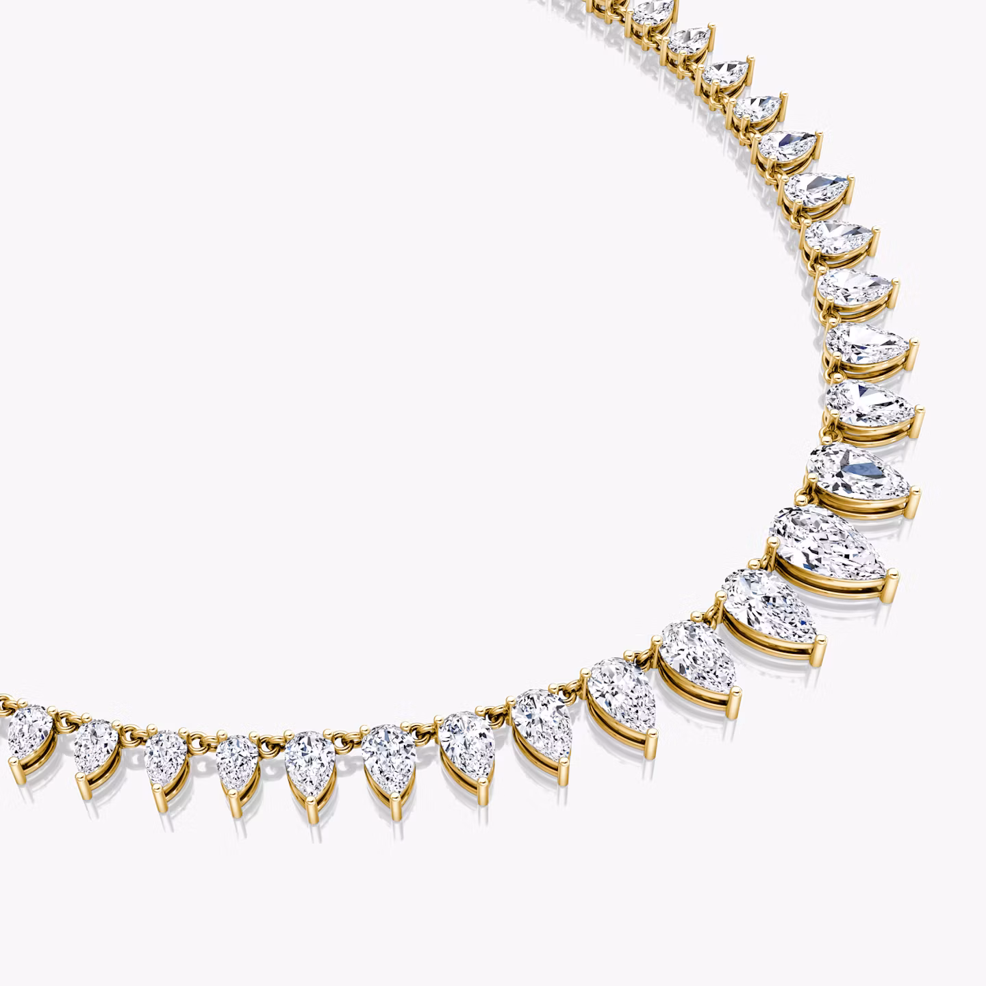 Pear Tennis Necklace | Pear | 14k | Yellow Gold | chainLength: 16