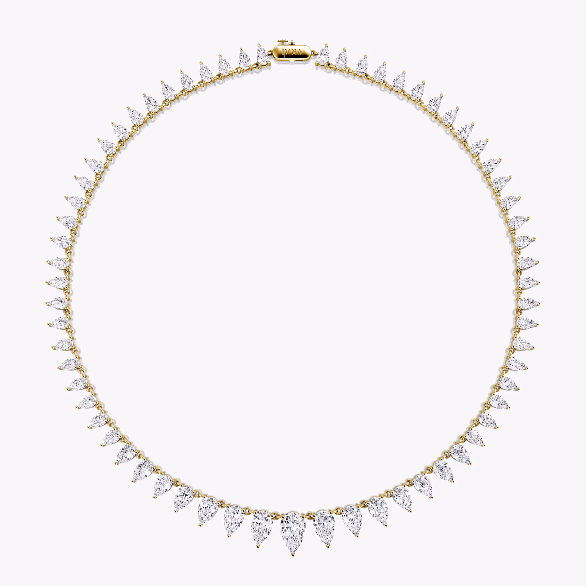 A tennis necklace in gold.