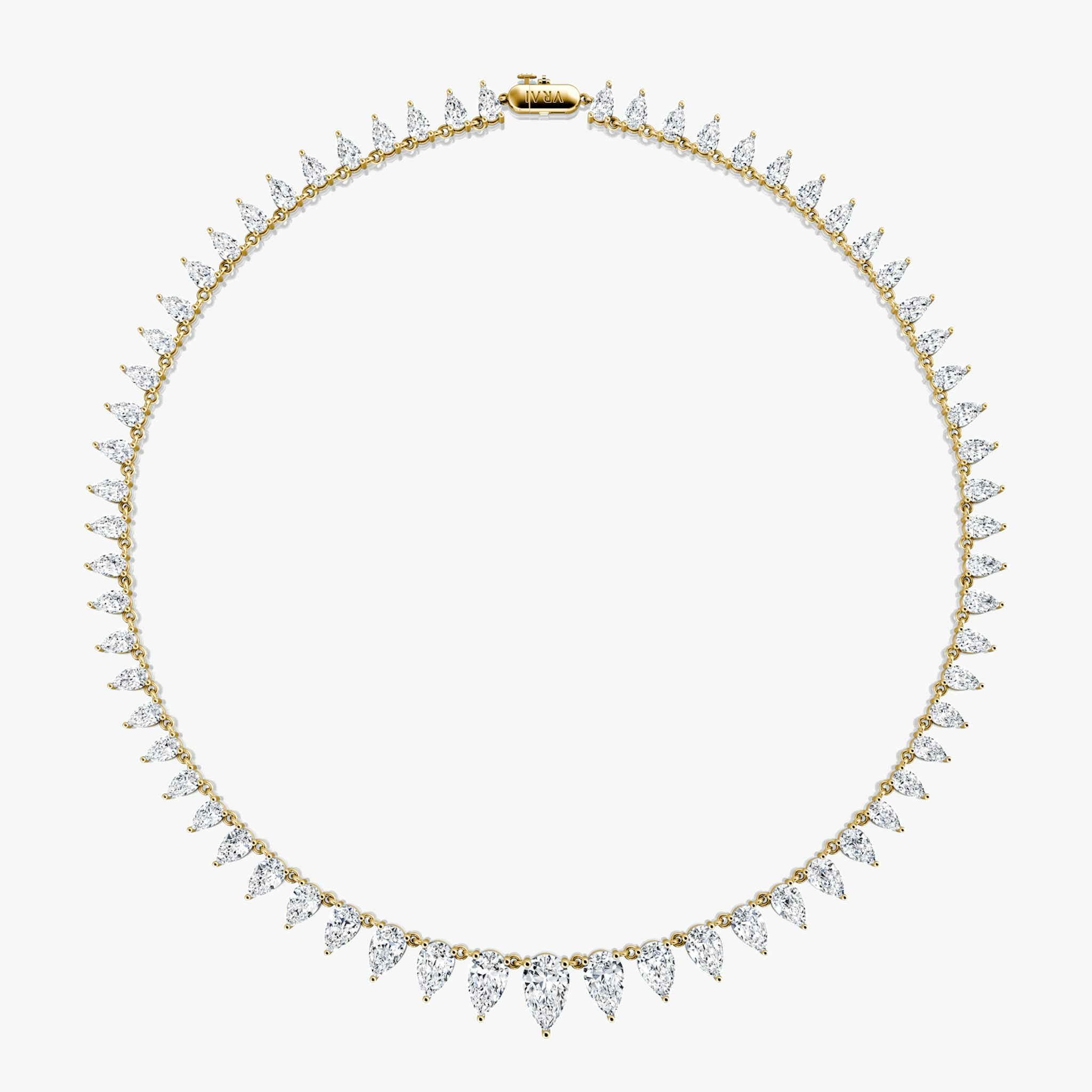 A tennis necklace in gold.