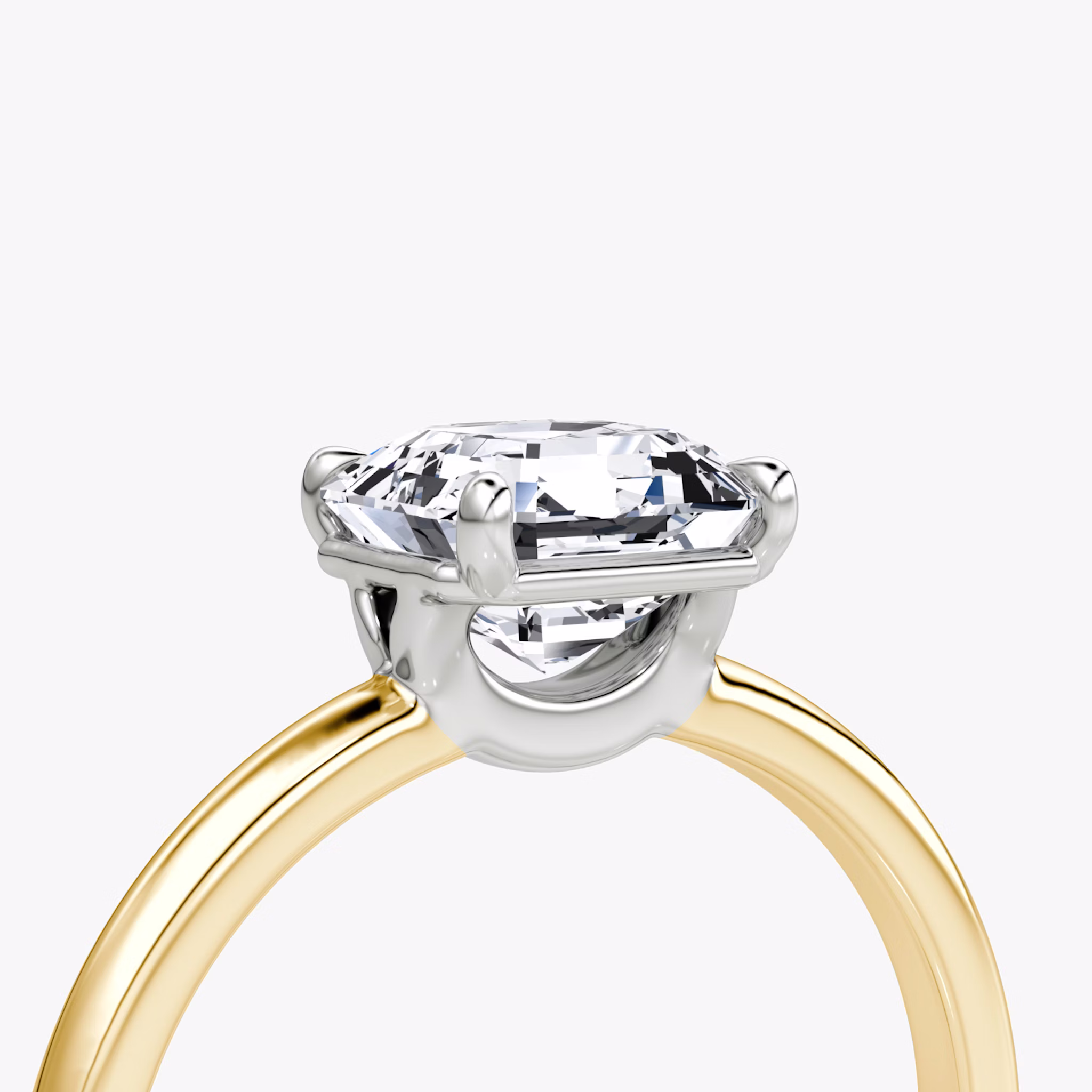 The Signature | Asscher | 18k | Yellow Gold and Platinum | bandAccent: Plain | bandWidth: standard | hiddenHalo: no | diamondOrientation: vertical | caratWeight: other
