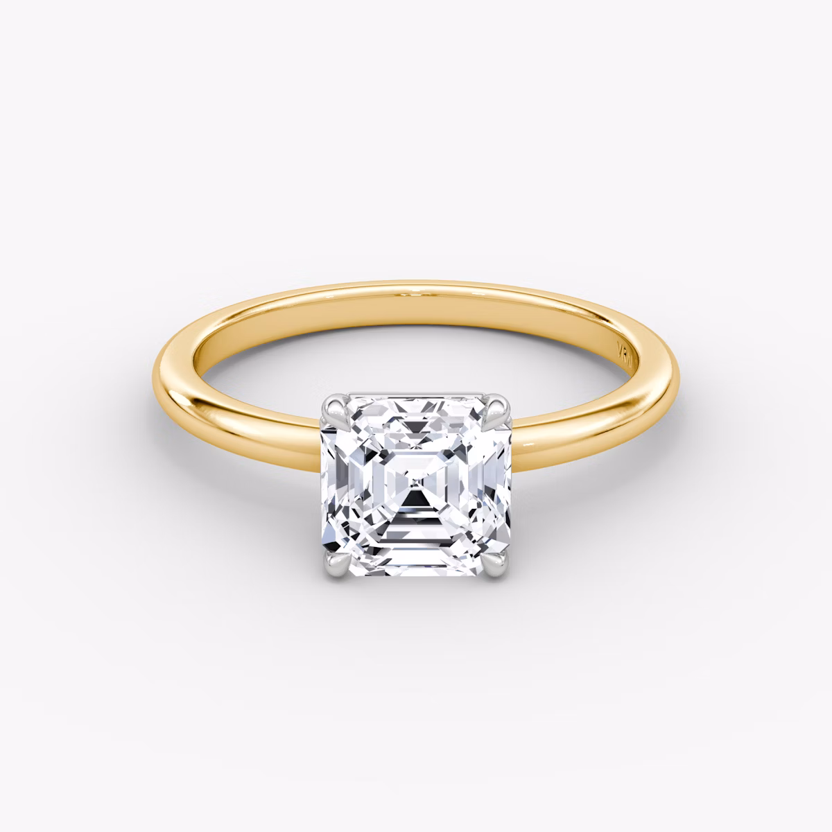 Signature | Asscher | 18k | Gelbgold und Platin | bandAccent: Ohne Pavé-Besatz | bandWidth: standard | hiddenHalo: no | diamondOrientation: vertical | caratWeight: other