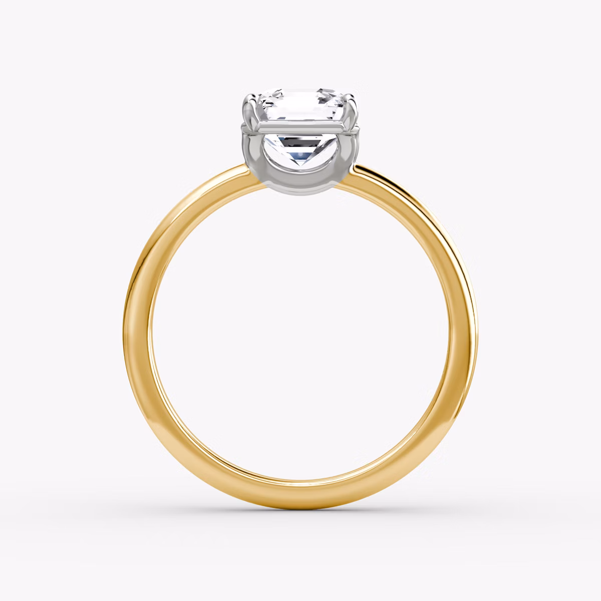 Signature | Asscher | 18k | Gelbgold und Platin | bandAccent: Ohne Pavé-Besatz | bandWidth: standard | hiddenHalo: no | diamondOrientation: vertical | caratWeight: other