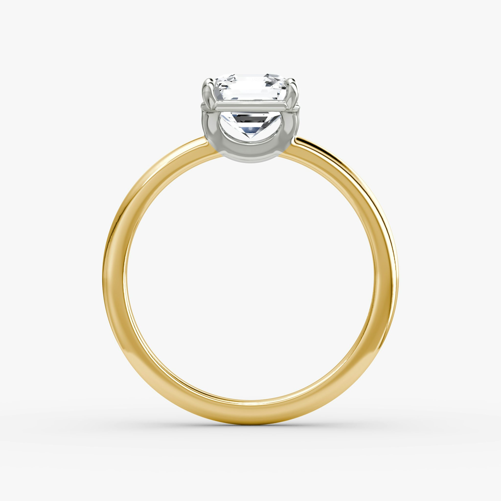 The Signature | Asscher | 18k | Yellow Gold and Platinum | bandAccent: Plain | bandWidth: standard | hiddenHalo: no | diamondOrientation: vertical | caratWeight: other