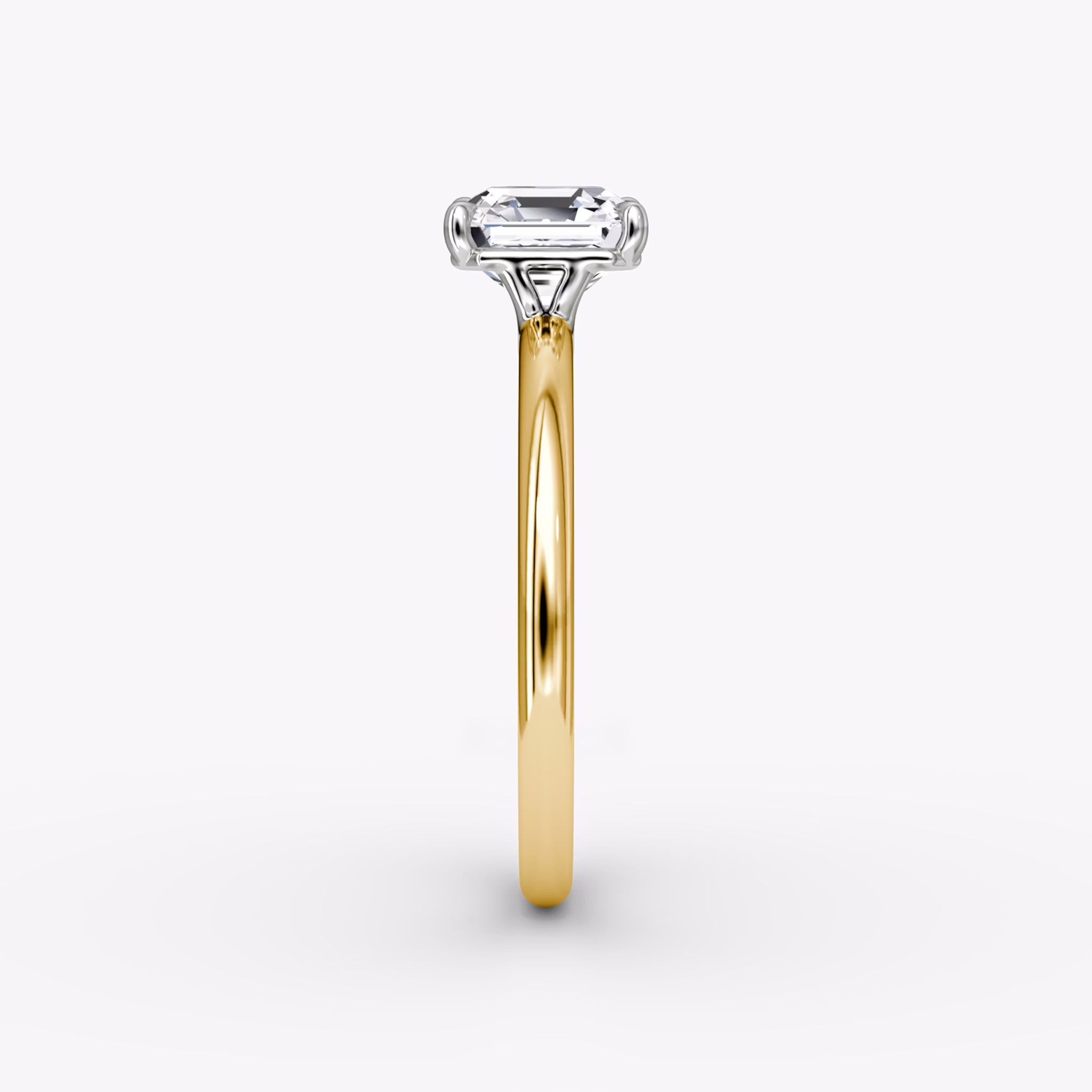 The Signature | Asscher | 18k | Yellow Gold and Platinum | bandAccent: Plain | bandWidth: standard | hiddenHalo: no | diamondOrientation: vertical | caratWeight: other