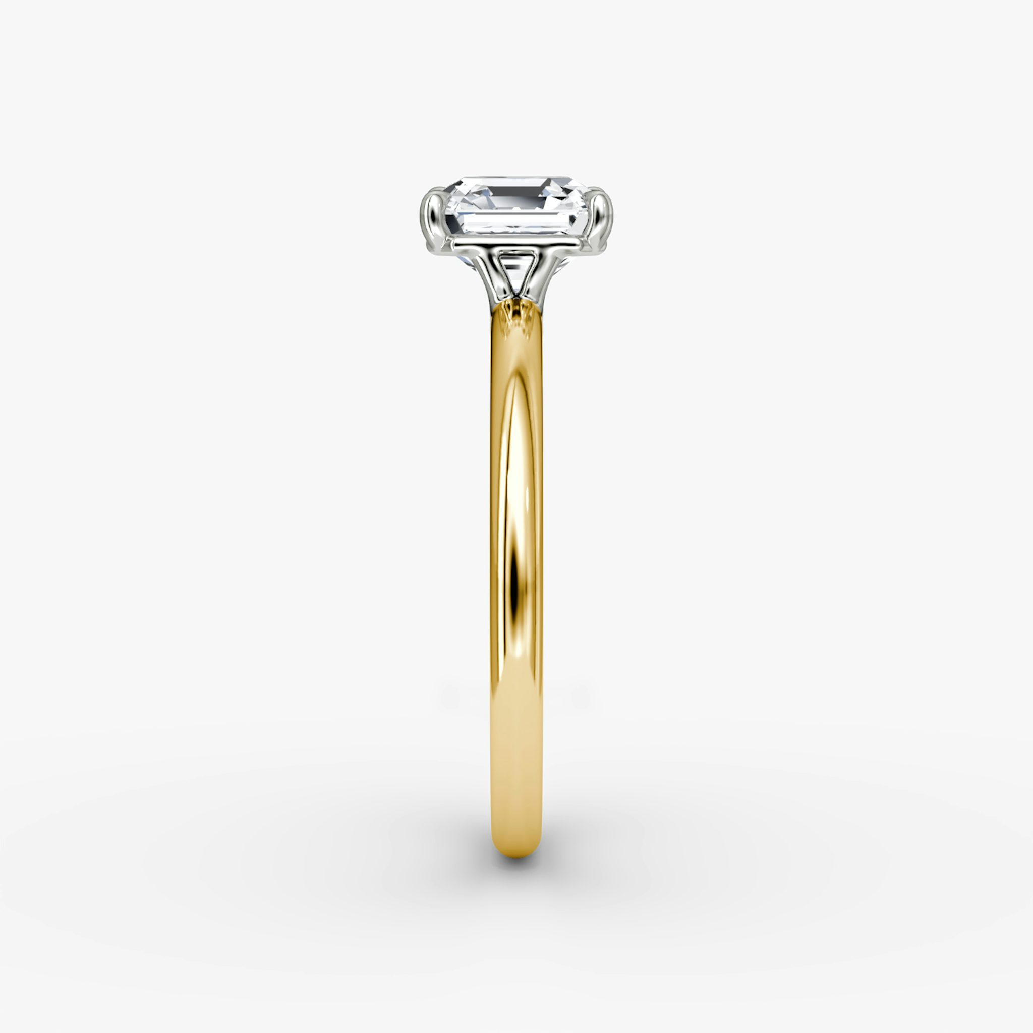 The Signature | Asscher | 18k | Yellow Gold and Platinum | bandAccent: Plain | bandWidth: standard | hiddenHalo: no | diamondOrientation: vertical | caratWeight: other