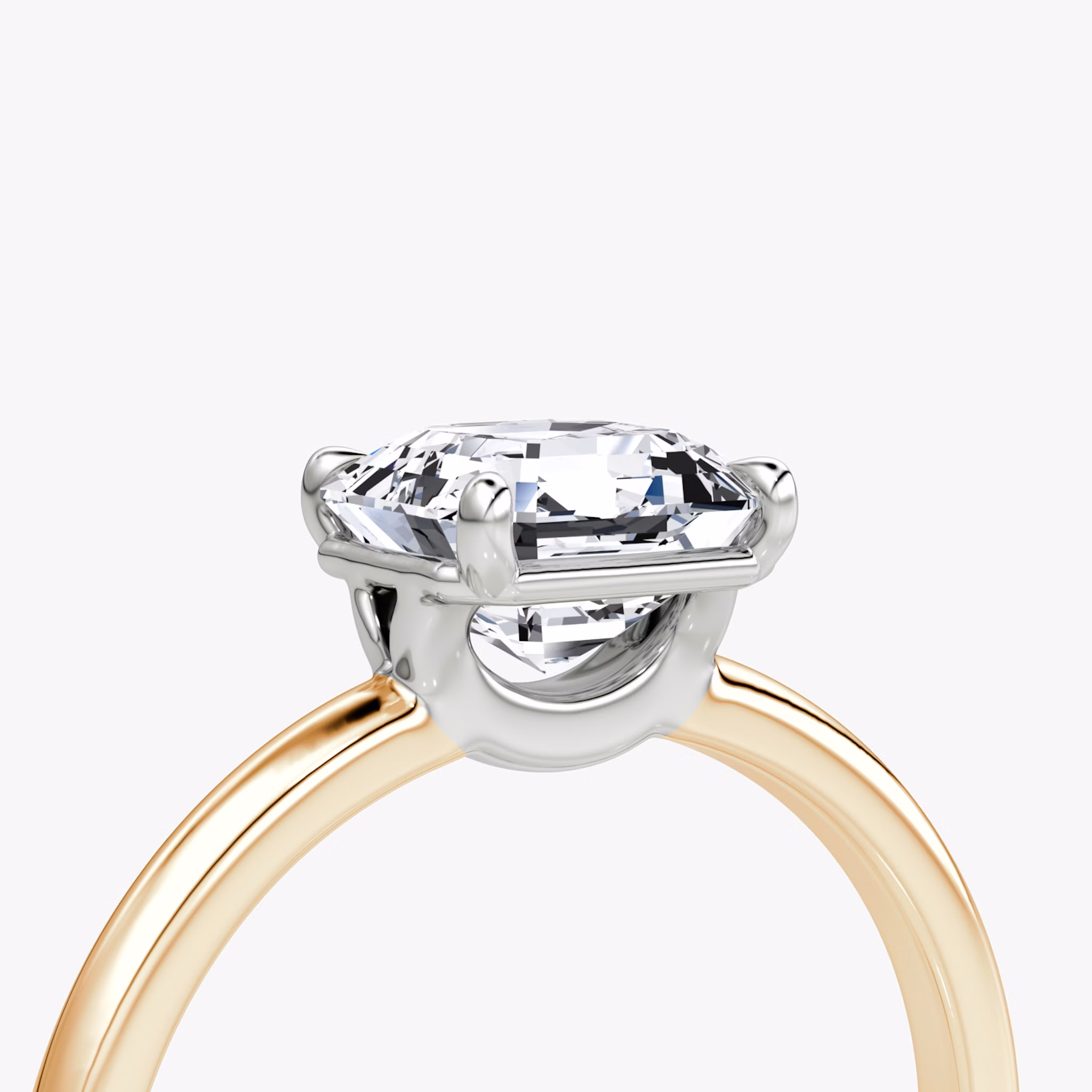 Anillo de compromiso Signature | Asscher | 14k | Oro rosa y platino | bandAccent: Simple | bandWidth: standard | hiddenHalo: no | diamondOrientation: horizontal | caratWeight: other