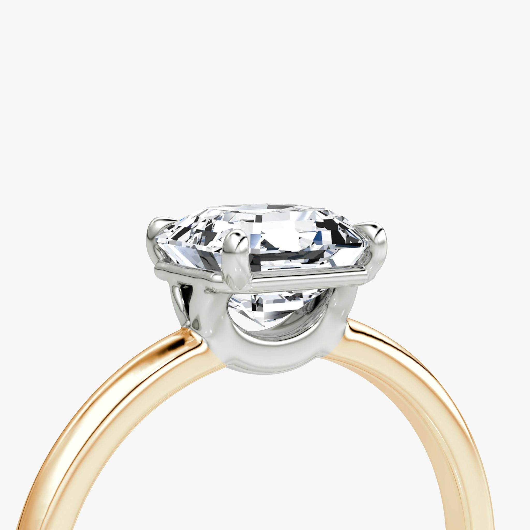 Anillo de compromiso Signature | Asscher | 14k | Oro rosa y platino | bandAccent: Simple | bandWidth: standard | hiddenHalo: no | diamondOrientation: horizontal | caratWeight: other