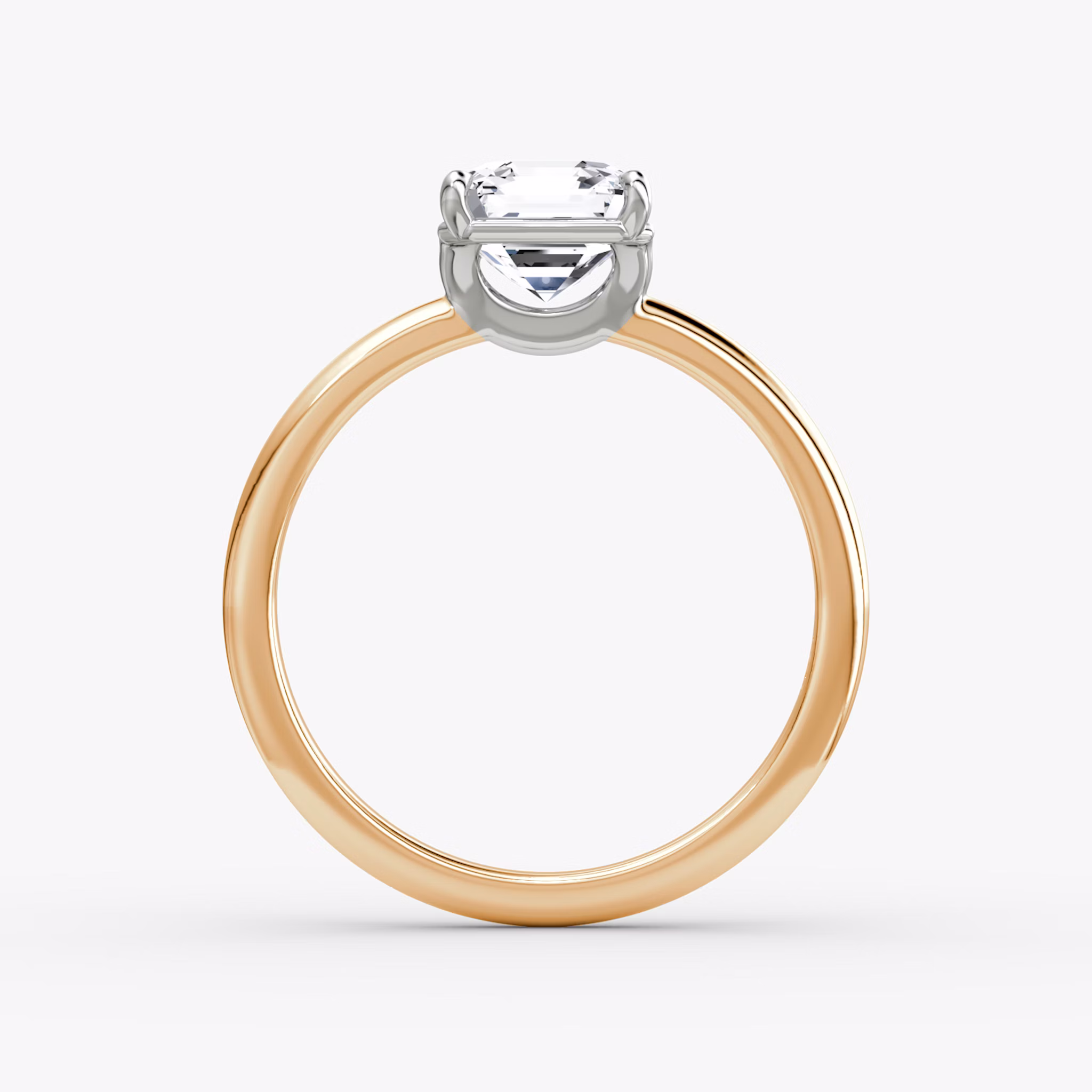 Anillo de compromiso Signature | Asscher | 14k | Oro rosa y platino | bandAccent: Simple | bandWidth: standard | hiddenHalo: no | diamondOrientation: horizontal | caratWeight: other