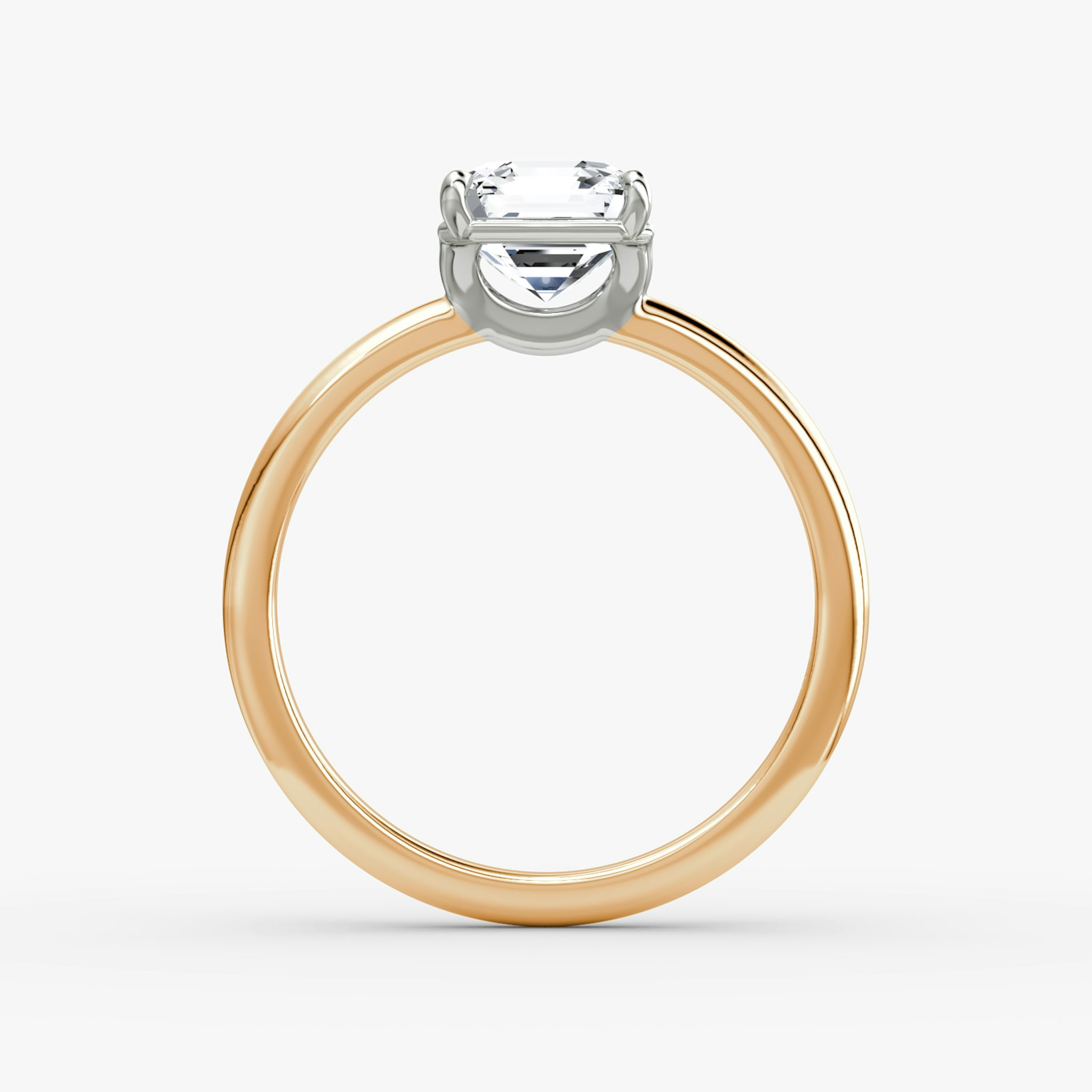 Anillo de compromiso Signature | Asscher | 14k | Oro rosa y platino | bandAccent: Simple | bandWidth: standard | hiddenHalo: no | diamondOrientation: horizontal | caratWeight: other