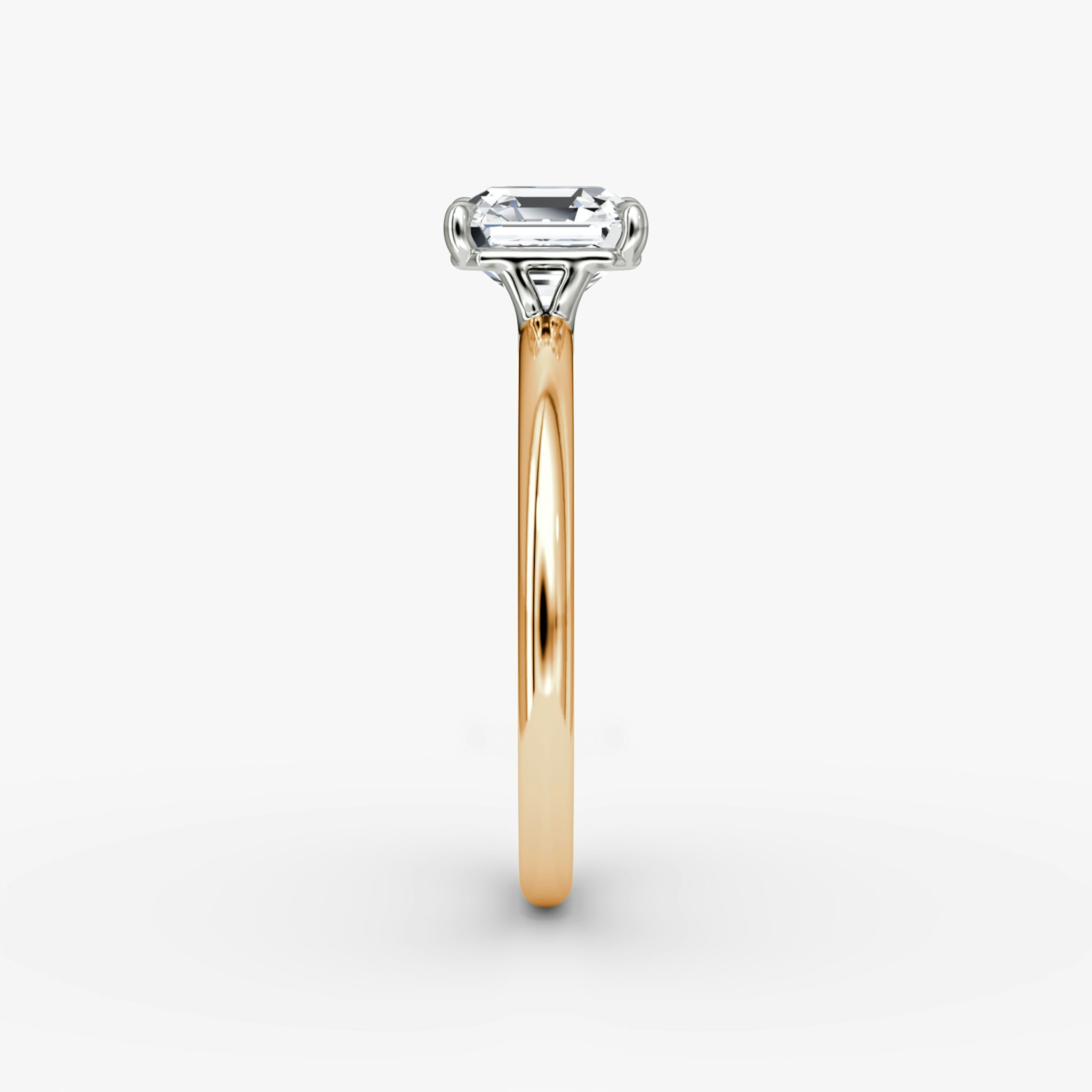 Anillo de compromiso Signature | Asscher | 14k | Oro rosa y platino | bandAccent: Simple | bandWidth: standard | hiddenHalo: no | diamondOrientation: horizontal | caratWeight: other