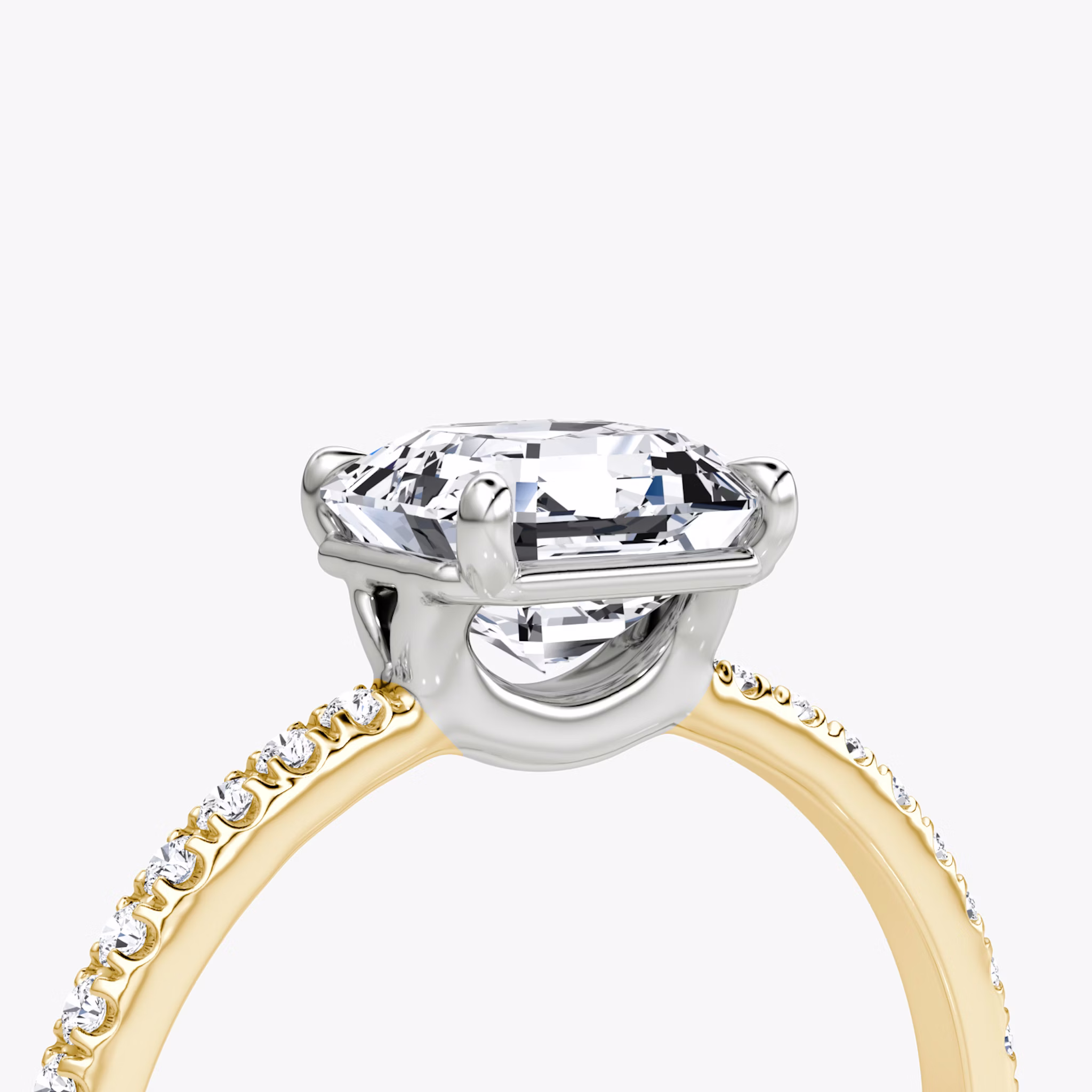 The Signature | Asscher | 18k | Yellow Gold and Platinum | bandAccent: Pavé | bandWidth: standard | hiddenHalo: no | diamondOrientation: vertical | caratWeight: other