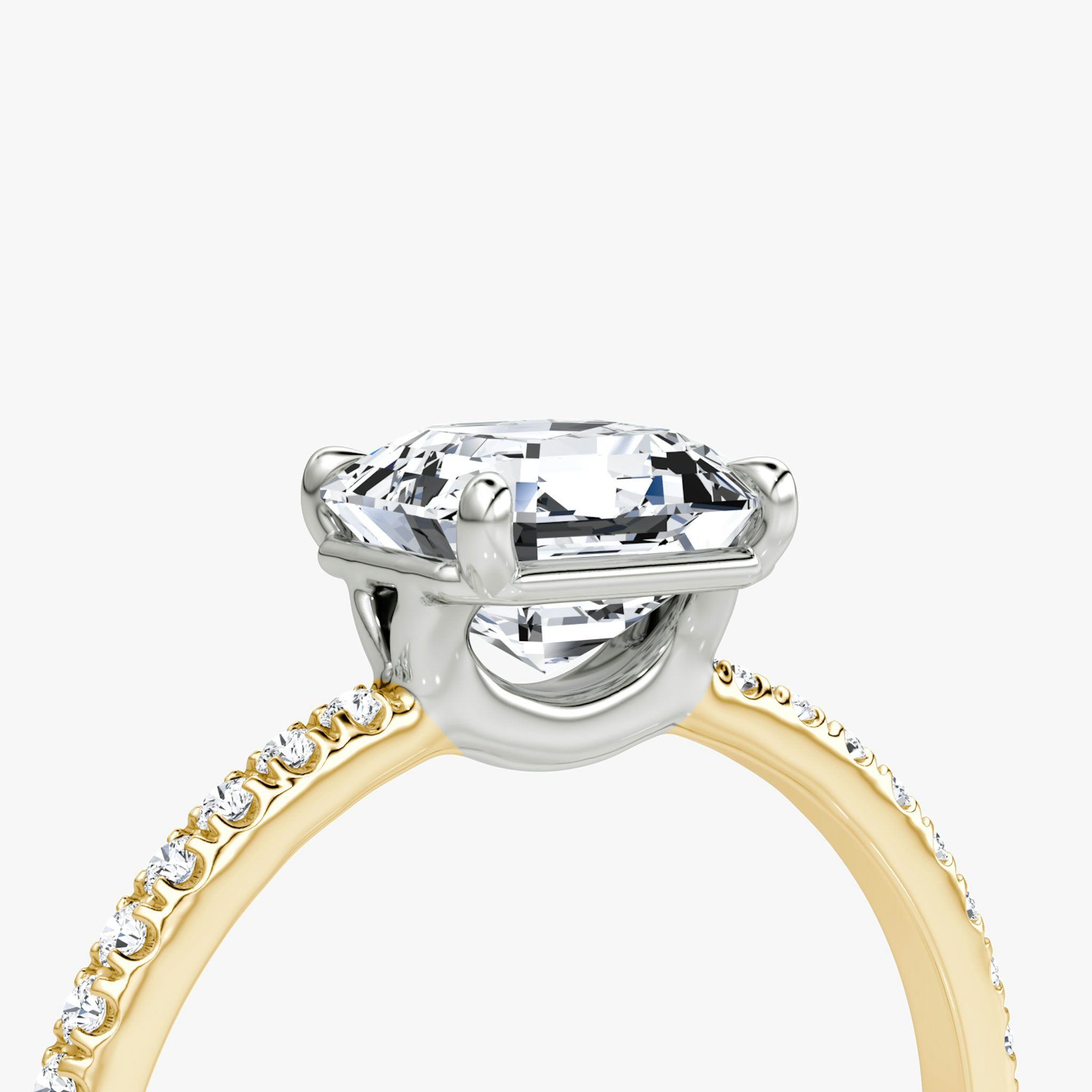 The Signature | Asscher | 18k | Yellow Gold and Platinum | bandAccent: Pavé | bandWidth: standard | hiddenHalo: no | diamondOrientation: vertical | caratWeight: other
