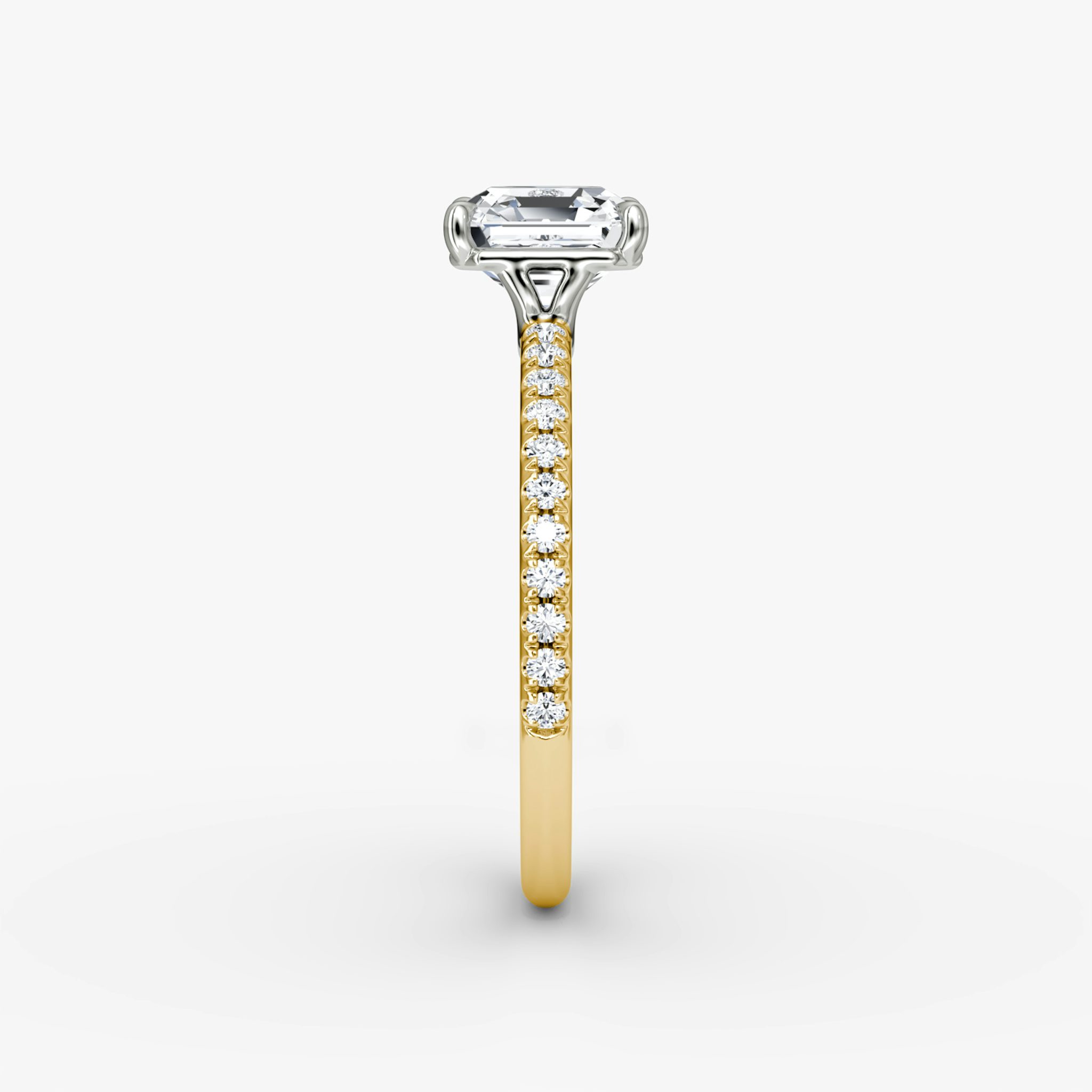 The Signature | Asscher | 18k | Yellow Gold and Platinum | bandAccent: Pavé | bandWidth: standard | hiddenHalo: no | diamondOrientation: vertical | caratWeight: other