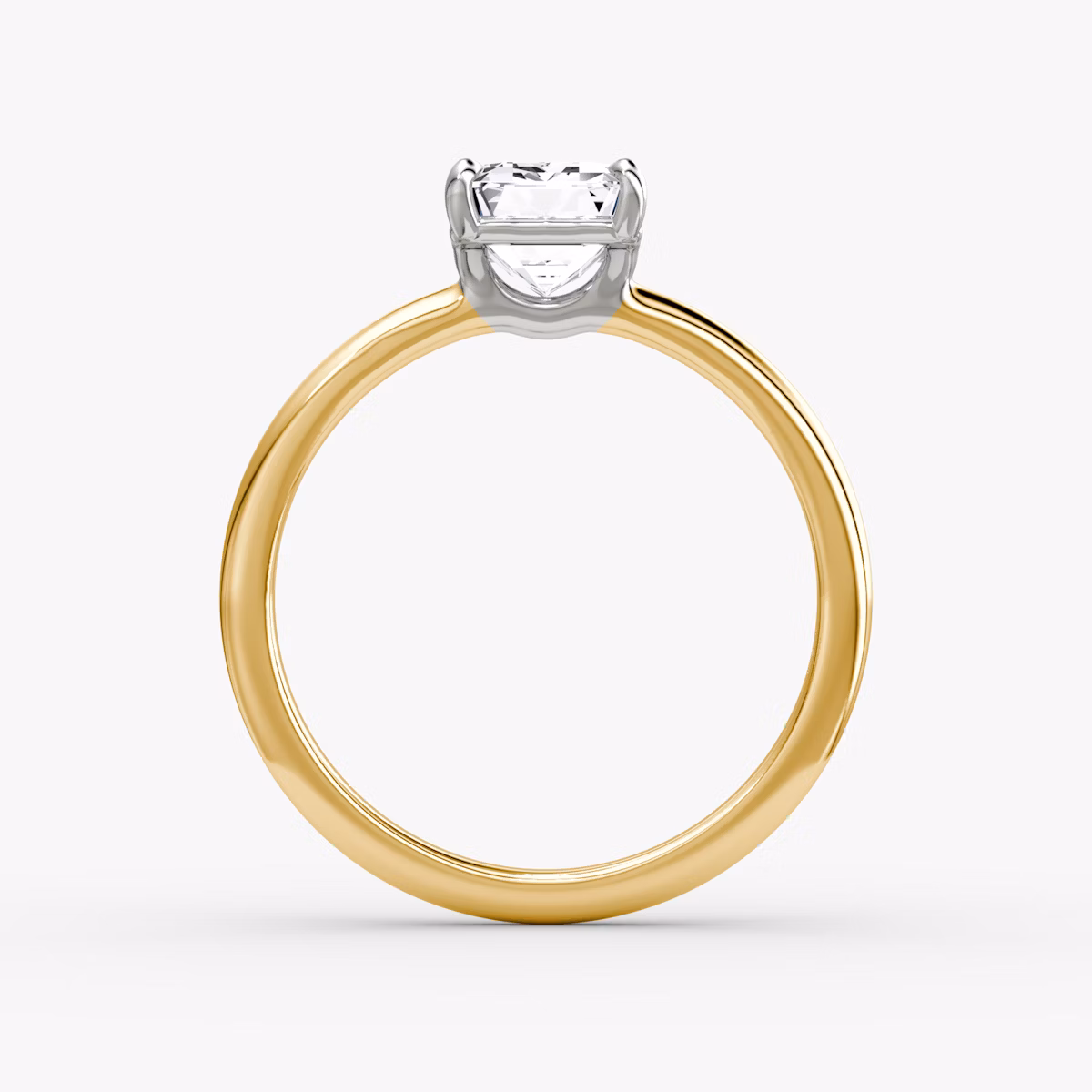 The Signature | Emerald | 18k | Yellow Gold and Platinum | bandAccent: Plain | bandWidth: standard | hiddenHalo: no | diamondOrientation: vertical | caratWeight: other