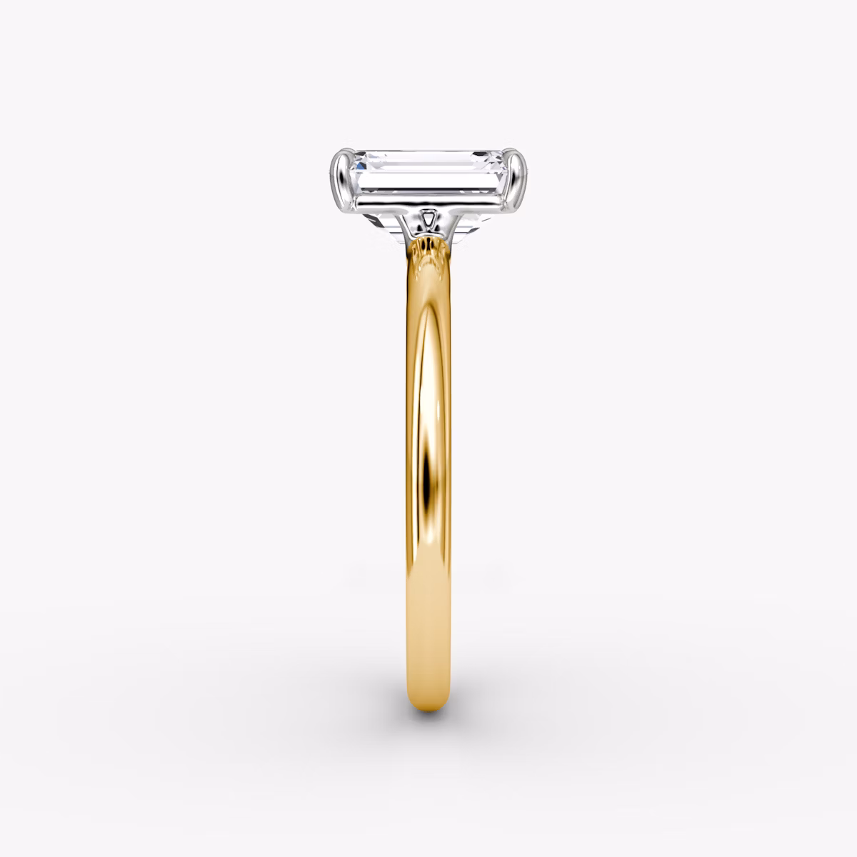The Signature | Emerald | 18k | Yellow Gold and Platinum | bandAccent: Plain | bandWidth: standard | hiddenHalo: no | diamondOrientation: vertical | caratWeight: other