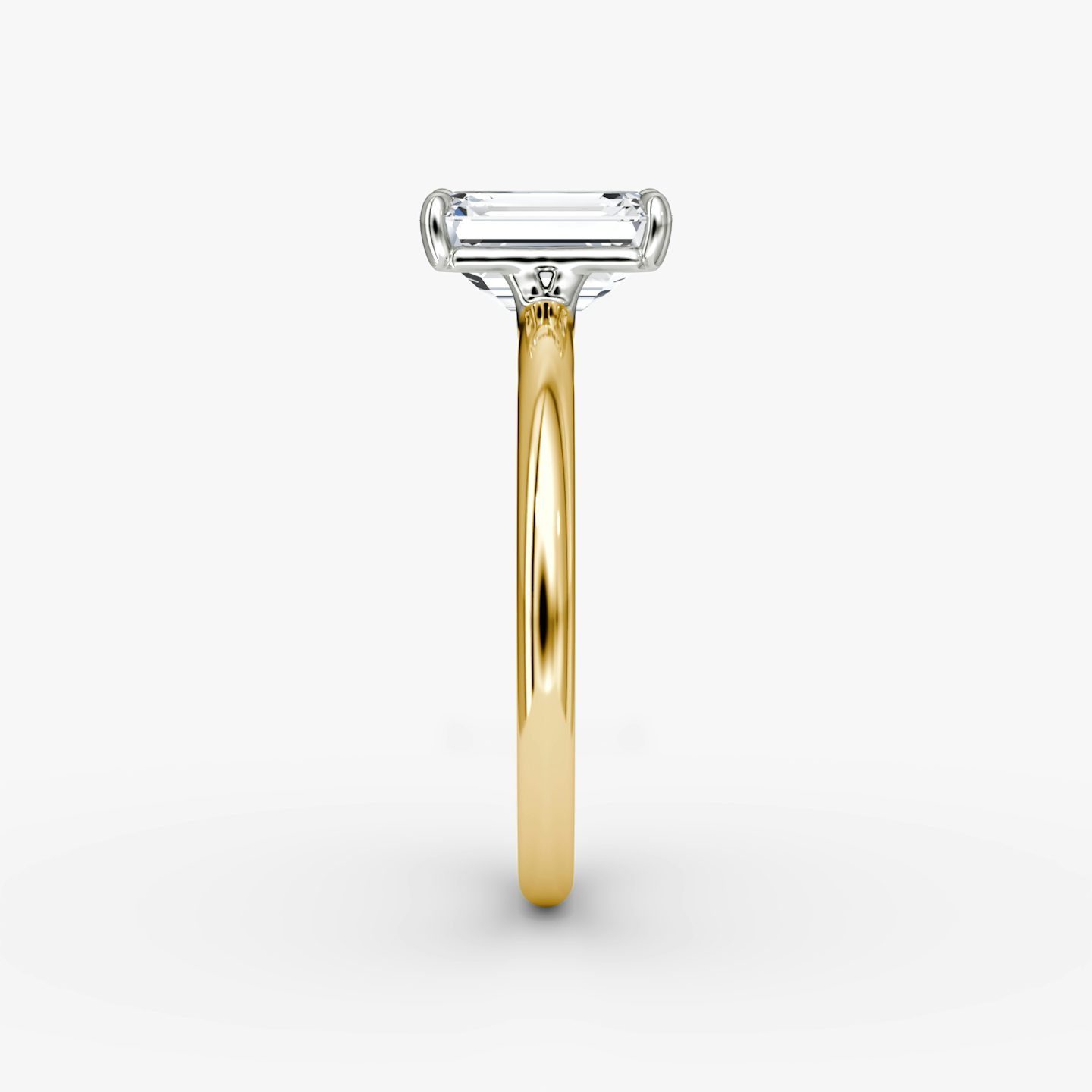 The Signature | Emerald | 18k | Yellow Gold and Platinum | bandAccent: Plain | bandWidth: standard | hiddenHalo: no | diamondOrientation: vertical | caratWeight: other