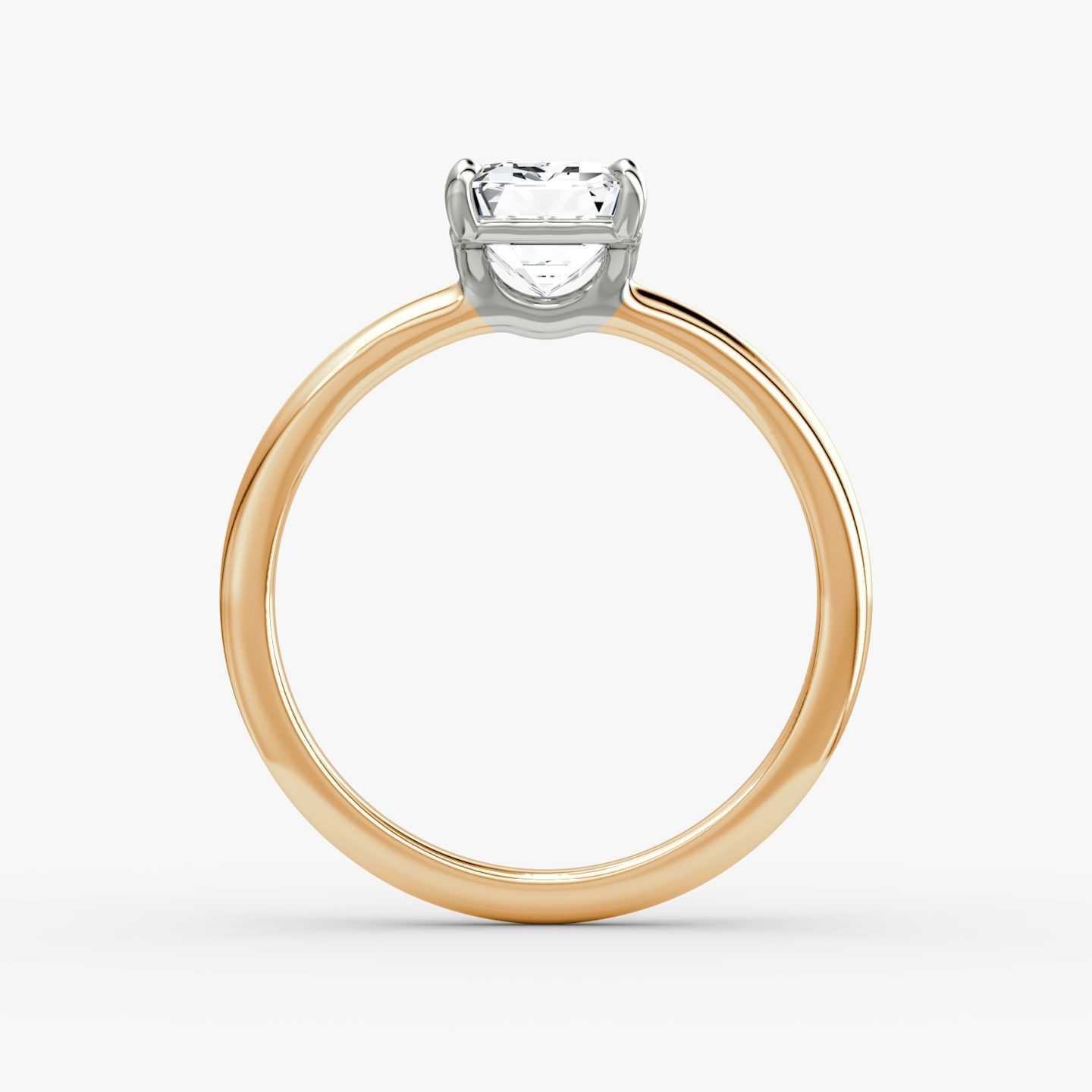 The Signature | Emerald | 14k | Rose Gold and Platinum | bandAccent: Plain | bandWidth: standard | hiddenHalo: no | diamondOrientation: vertical | caratWeight: other