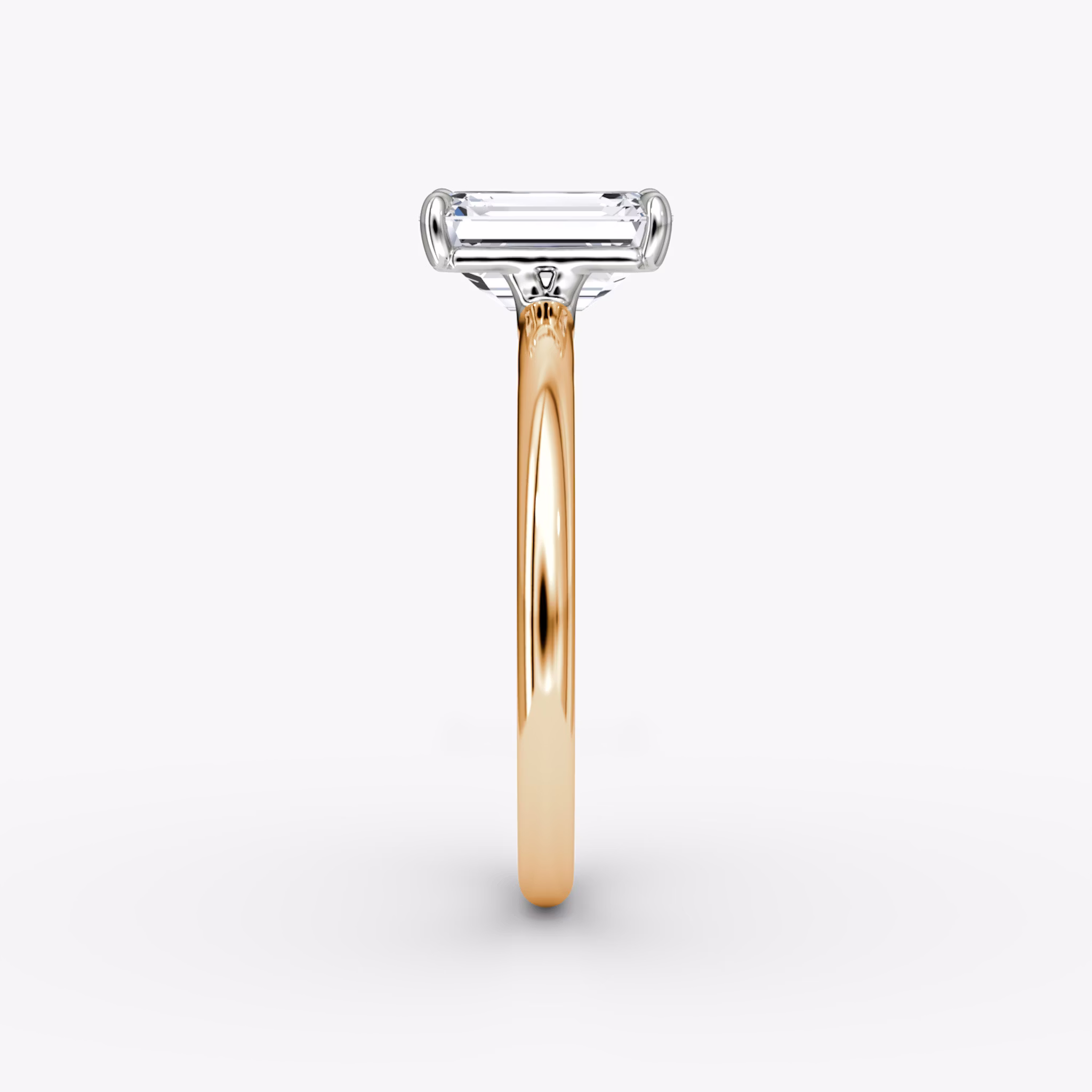 The Signature | Emerald | 14k | Rose Gold and Platinum | bandAccent: Plain | bandWidth: standard | hiddenHalo: no | diamondOrientation: vertical | caratWeight: other