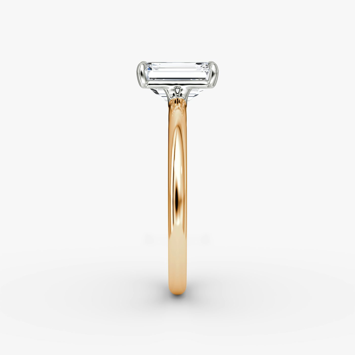The Signature | Emerald | 14k | Rose Gold and Platinum | bandAccent: Plain | bandWidth: standard | hiddenHalo: no | diamondOrientation: vertical | caratWeight: other