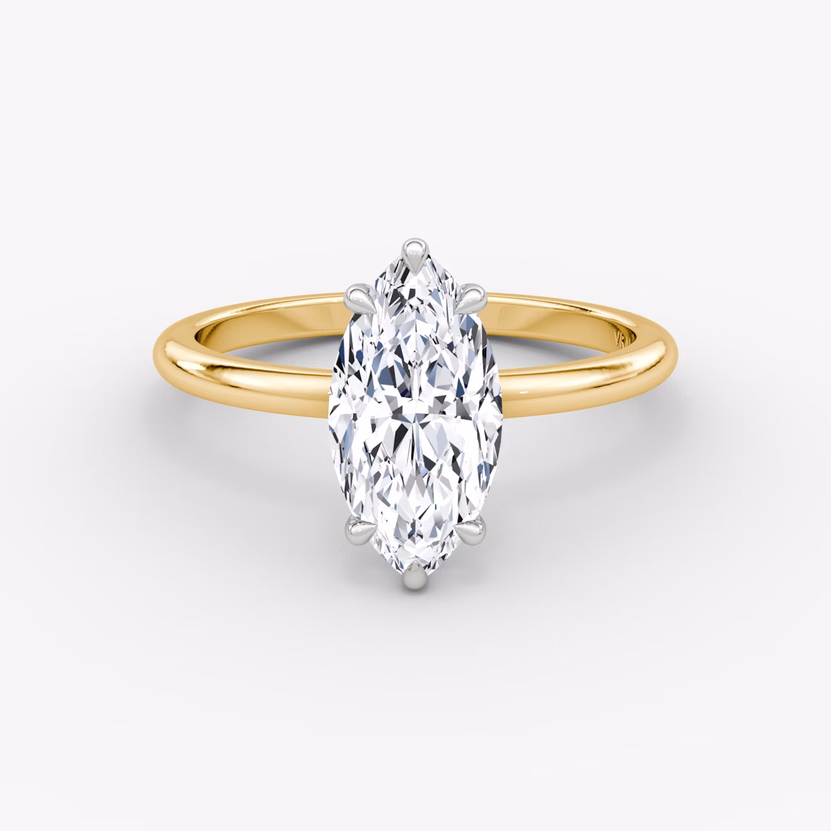 The Signature | Marquise | 18k | Yellow Gold and Platinum | bandAccent: Plain | bandWidth: standard | hiddenHalo: no | diamondOrientation: vertical | caratWeight: other