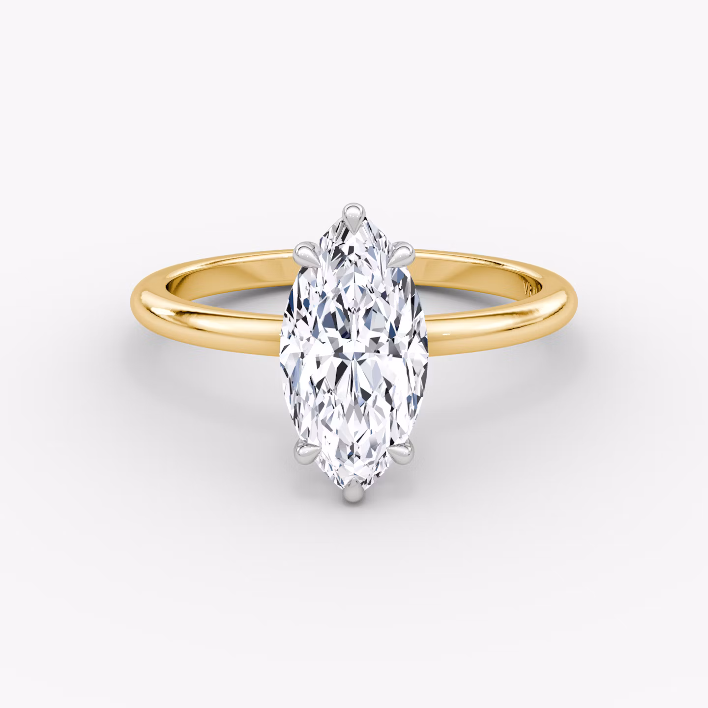The Signature | Marquise | 18k | Yellow Gold and Platinum | bandAccent: Plain | bandWidth: standard | hiddenHalo: no | diamondOrientation: vertical | caratWeight: other