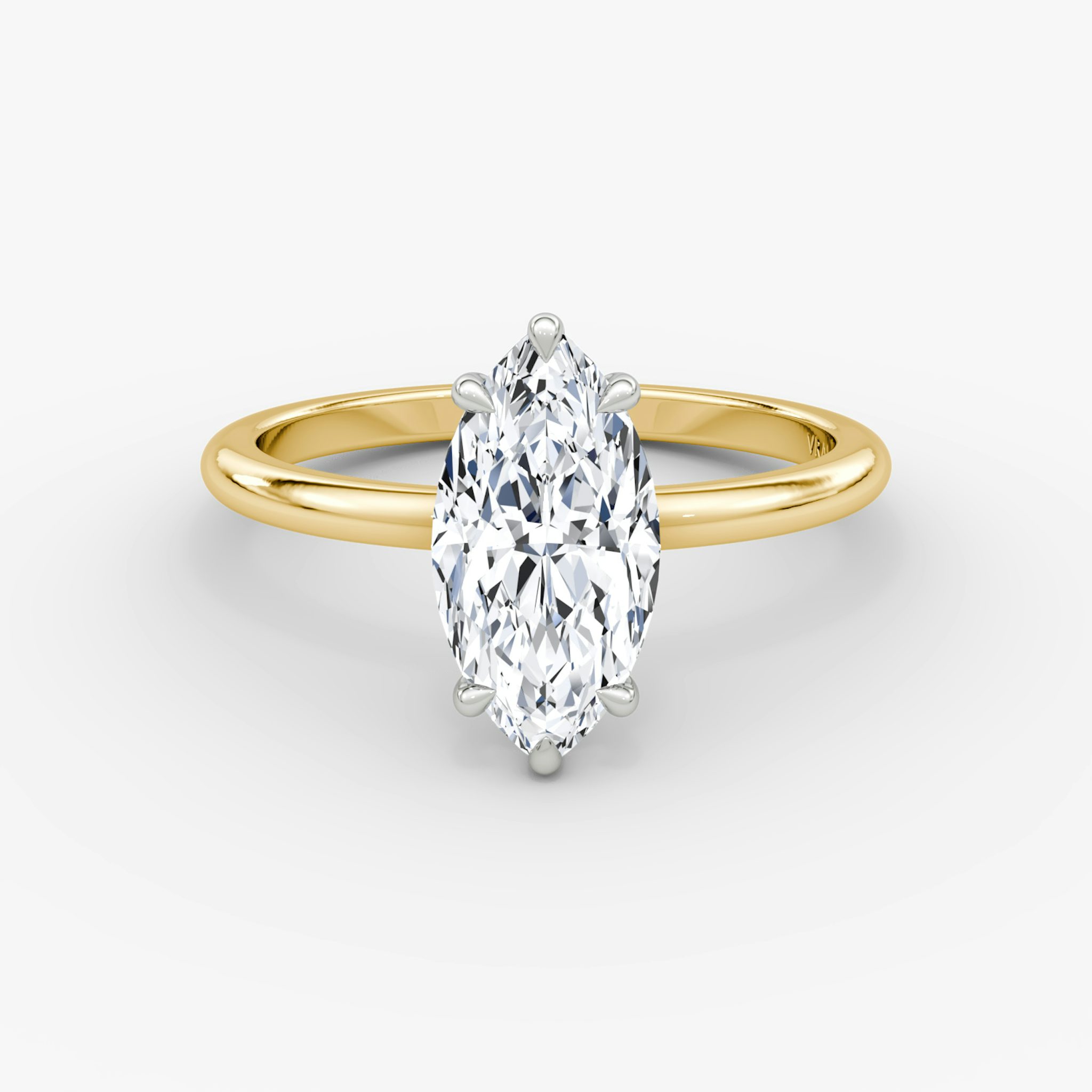 The Signature | Marquise | 18k | Yellow Gold and Platinum | bandAccent: Plain | bandWidth: standard | hiddenHalo: no | diamondOrientation: vertical | caratWeight: other
