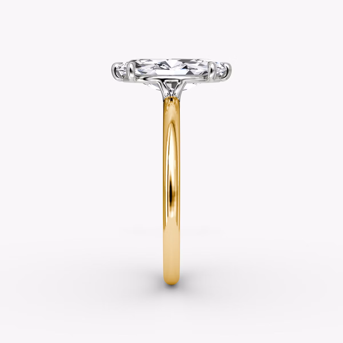 The Signature | Marquise | 18k | Yellow Gold and Platinum | bandAccent: Plain | bandWidth: standard | hiddenHalo: no | diamondOrientation: vertical | caratWeight: other
