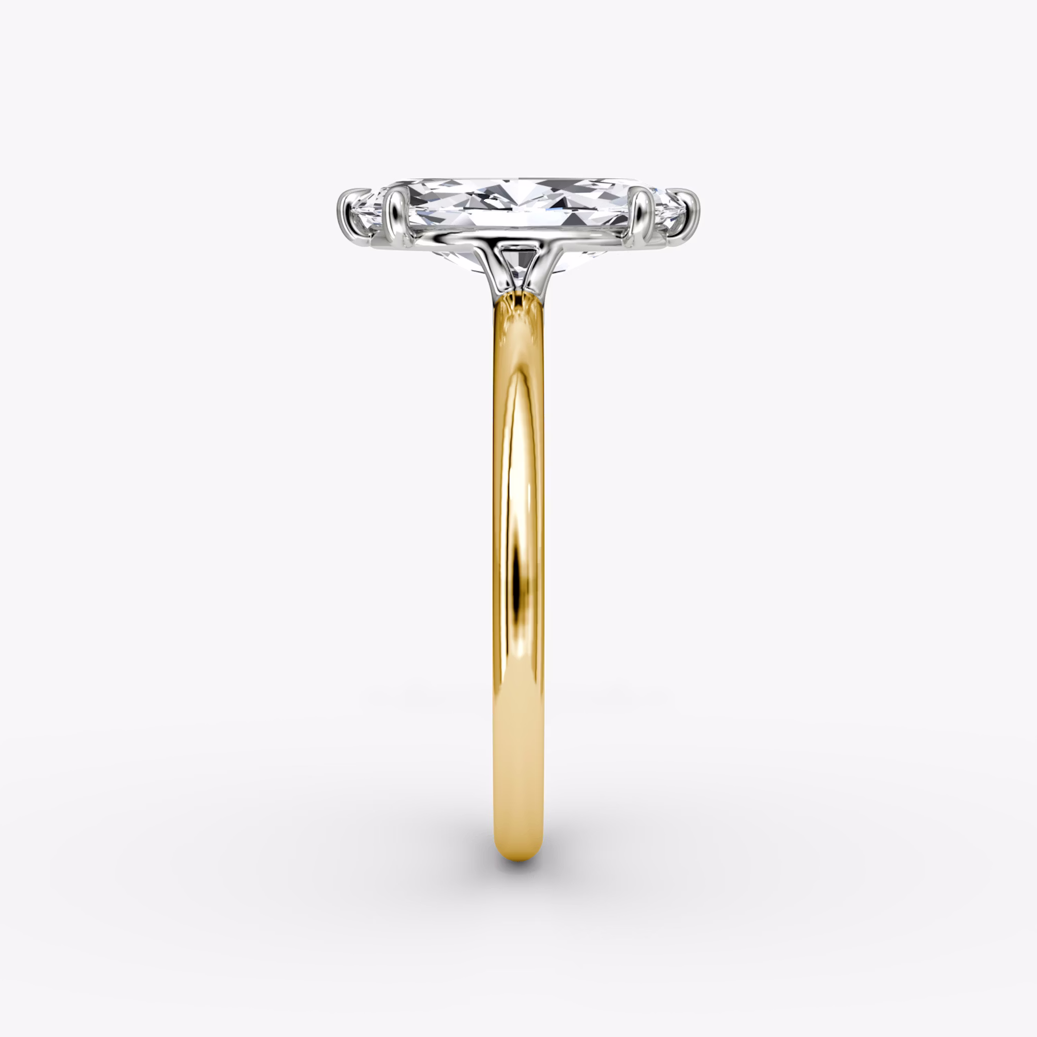 The Signature | Marquise | 18k | Yellow Gold and Platinum | bandAccent: Plain | bandWidth: standard | hiddenHalo: no | diamondOrientation: vertical | caratWeight: other