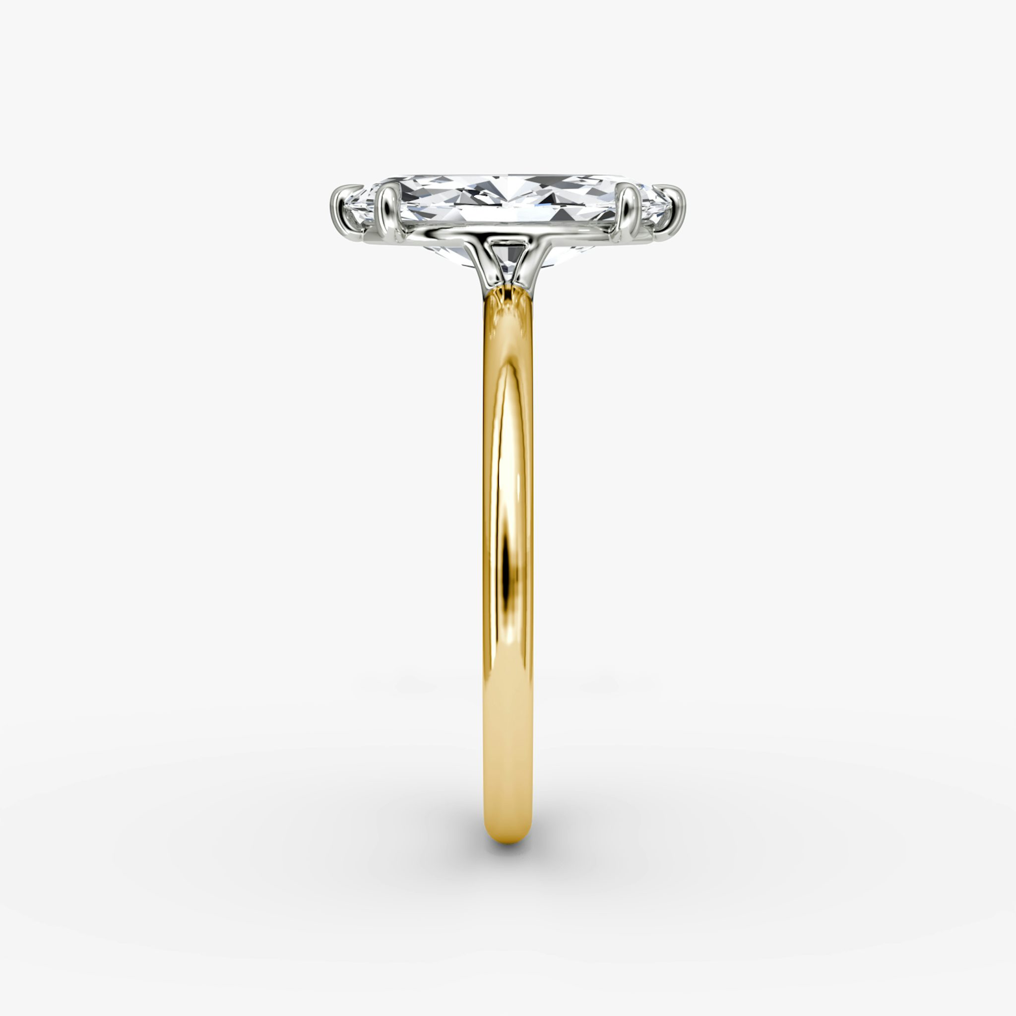 The Signature | Marquise | 18k | Yellow Gold and Platinum | bandAccent: Plain | bandWidth: standard | hiddenHalo: no | diamondOrientation: vertical | caratWeight: other