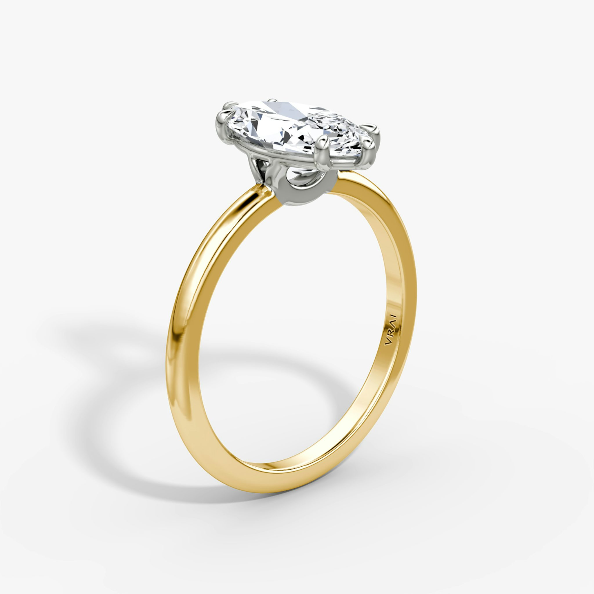 The Signature | Marquise | 18k | Yellow Gold and Platinum | bandAccent: Plain | bandWidth: standard | hiddenHalo: no | diamondOrientation: vertical | caratWeight: other