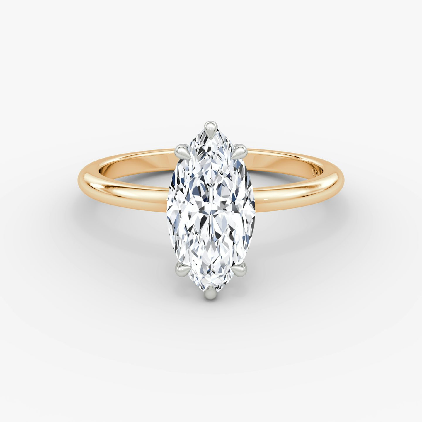 The Signature | Marquise | 14k | Rose Gold and Platinum | bandAccent: Plain | bandWidth: standard | hiddenHalo: no | diamondOrientation: vertical | caratWeight: other