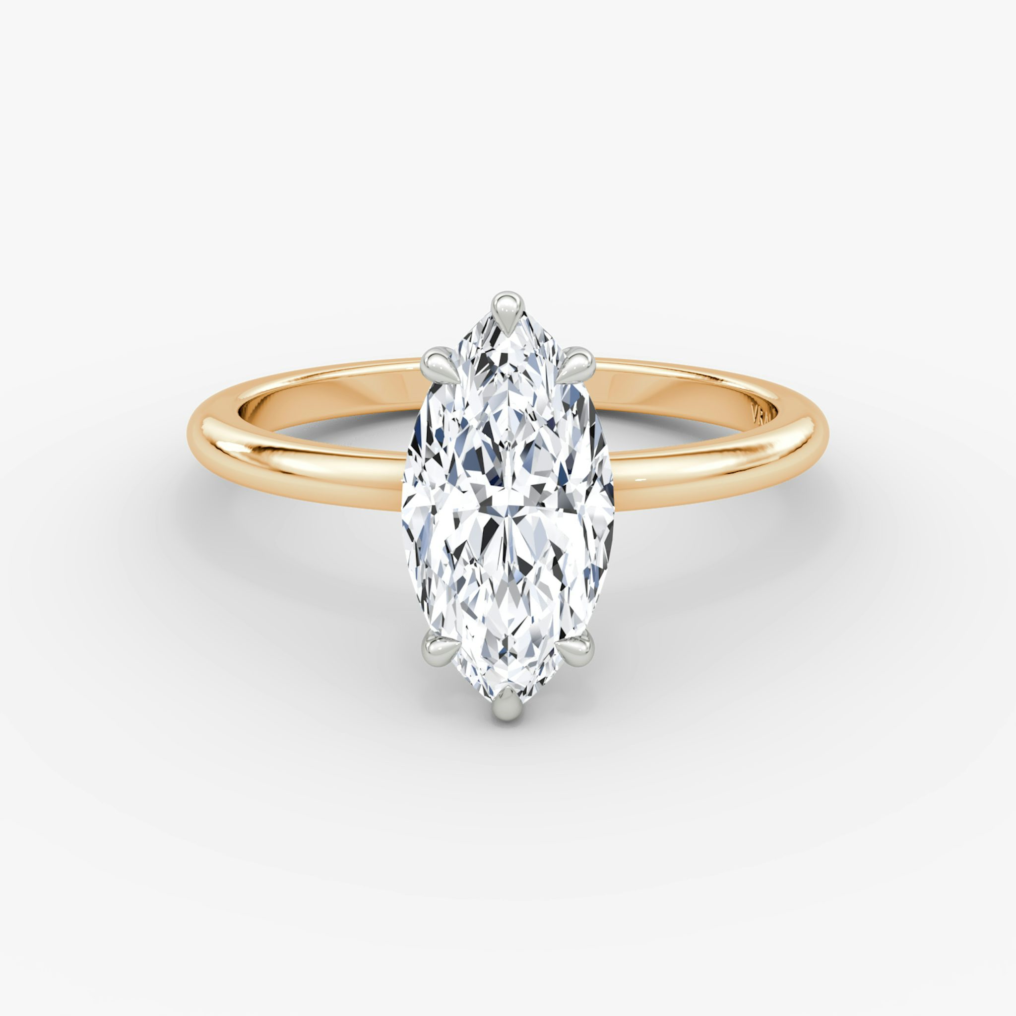 The Signature | Marquise | 14k | Rose Gold and Platinum | bandAccent: Plain | bandWidth: standard | hiddenHalo: no | diamondOrientation: vertical | caratWeight: other