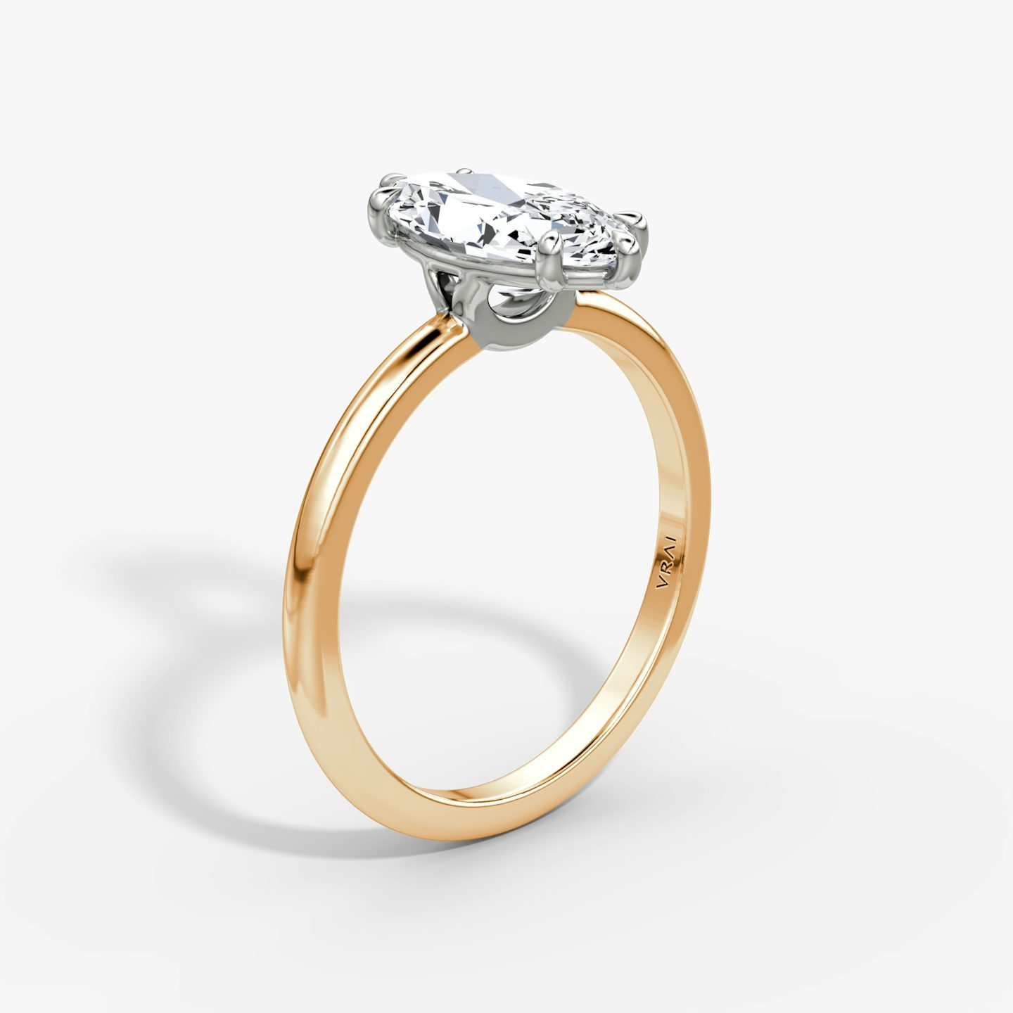 The Signature | Marquise | 14k | Rose Gold and Platinum | bandAccent: Plain | bandWidth: standard | hiddenHalo: no | diamondOrientation: vertical | caratWeight: other