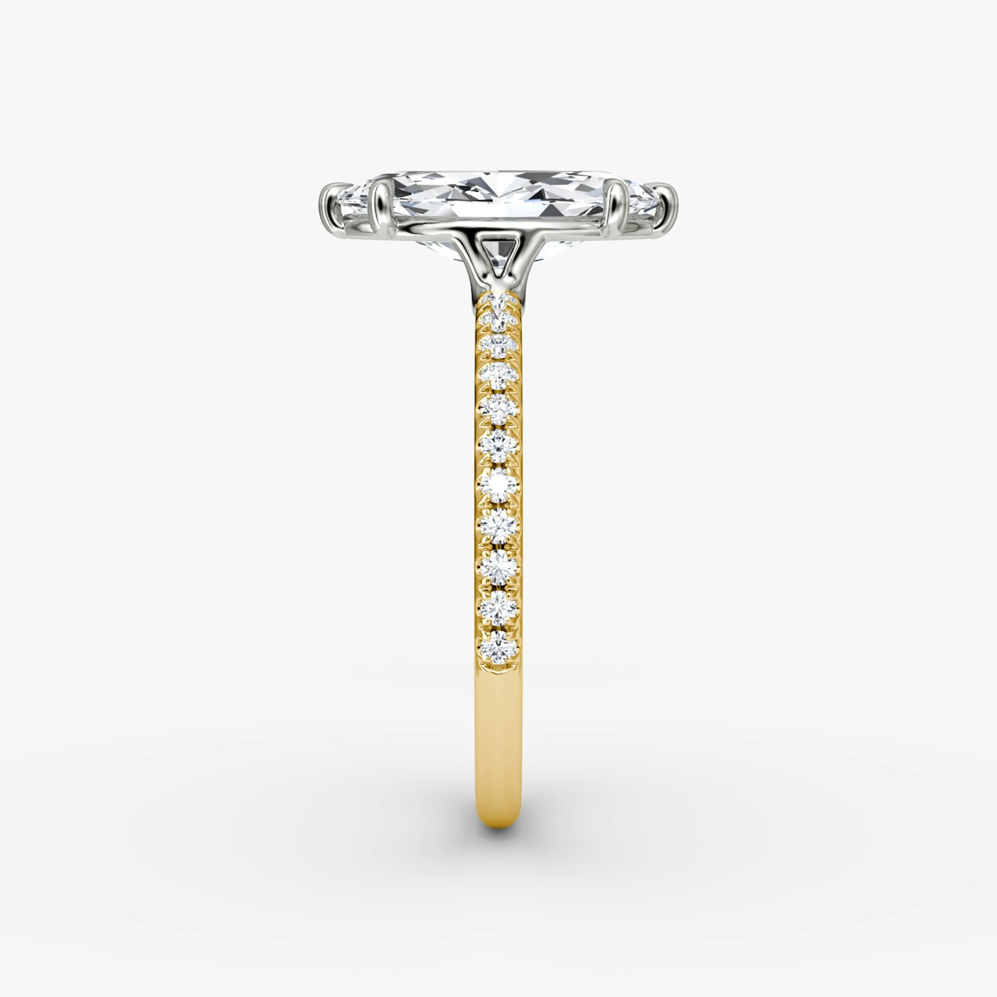 The Signature | Marquise | 18k | Yellow Gold and Platinum | bandAccent: Pavé | bandWidth: standard | hiddenHalo: no | diamondOrientation: vertical | caratWeight: other