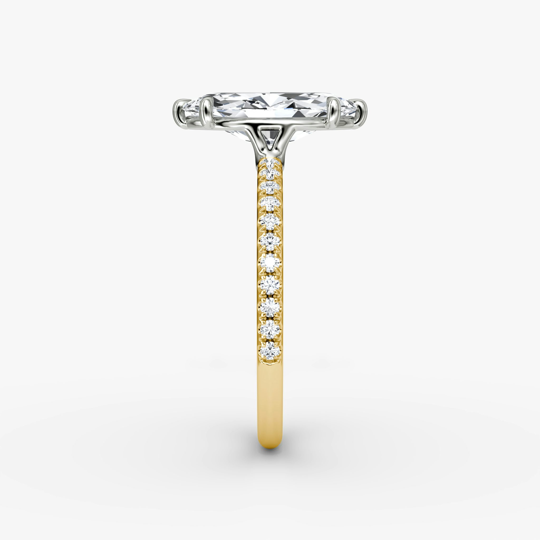 The Signature | Marquise | 18k | Yellow Gold and Platinum | bandAccent: Pavé | bandWidth: standard | hiddenHalo: no | diamondOrientation: vertical | caratWeight: other