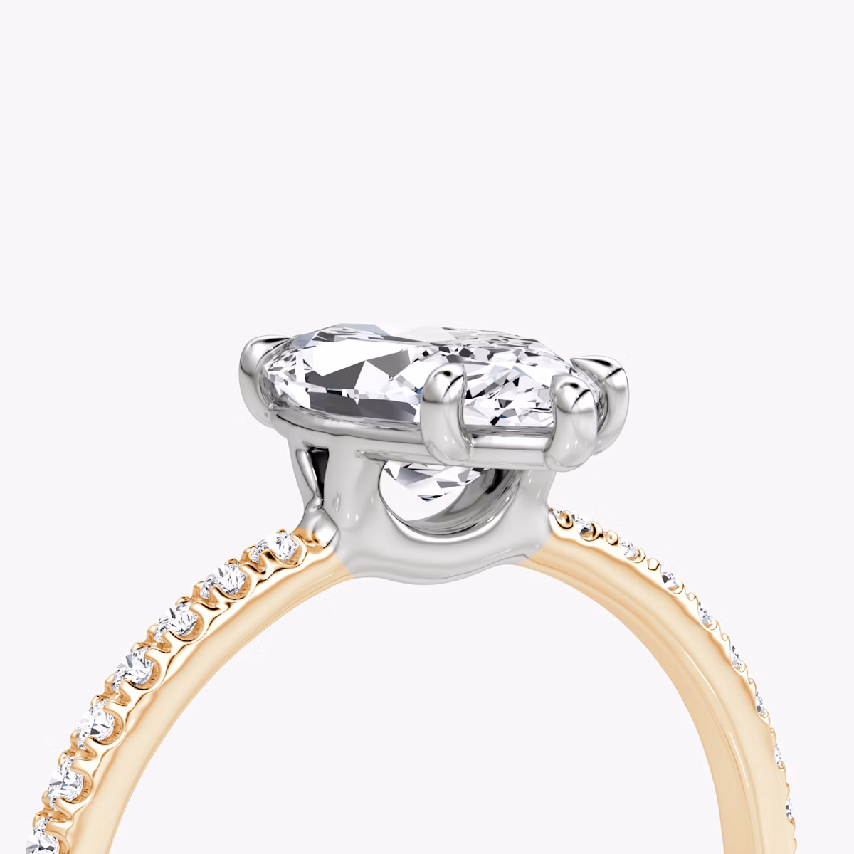 The Signature | Marquise | 14k | Rose Gold and Platinum | bandAccent: Pavé | bandWidth: standard | hiddenHalo: no | diamondOrientation: vertical | caratWeight: other
