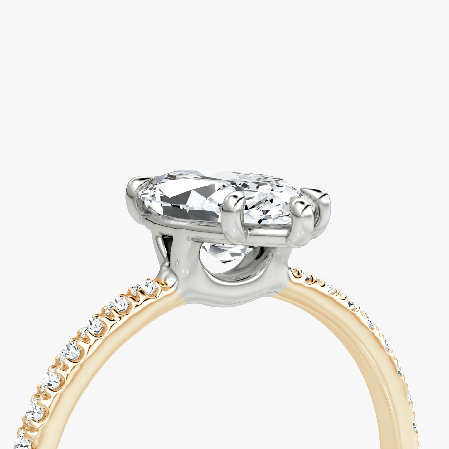 The Signature | Marquise | 14k | Rose Gold and Platinum | bandAccent: Pavé | bandWidth: standard | hiddenHalo: no | diamondOrientation: vertical | caratWeight: other