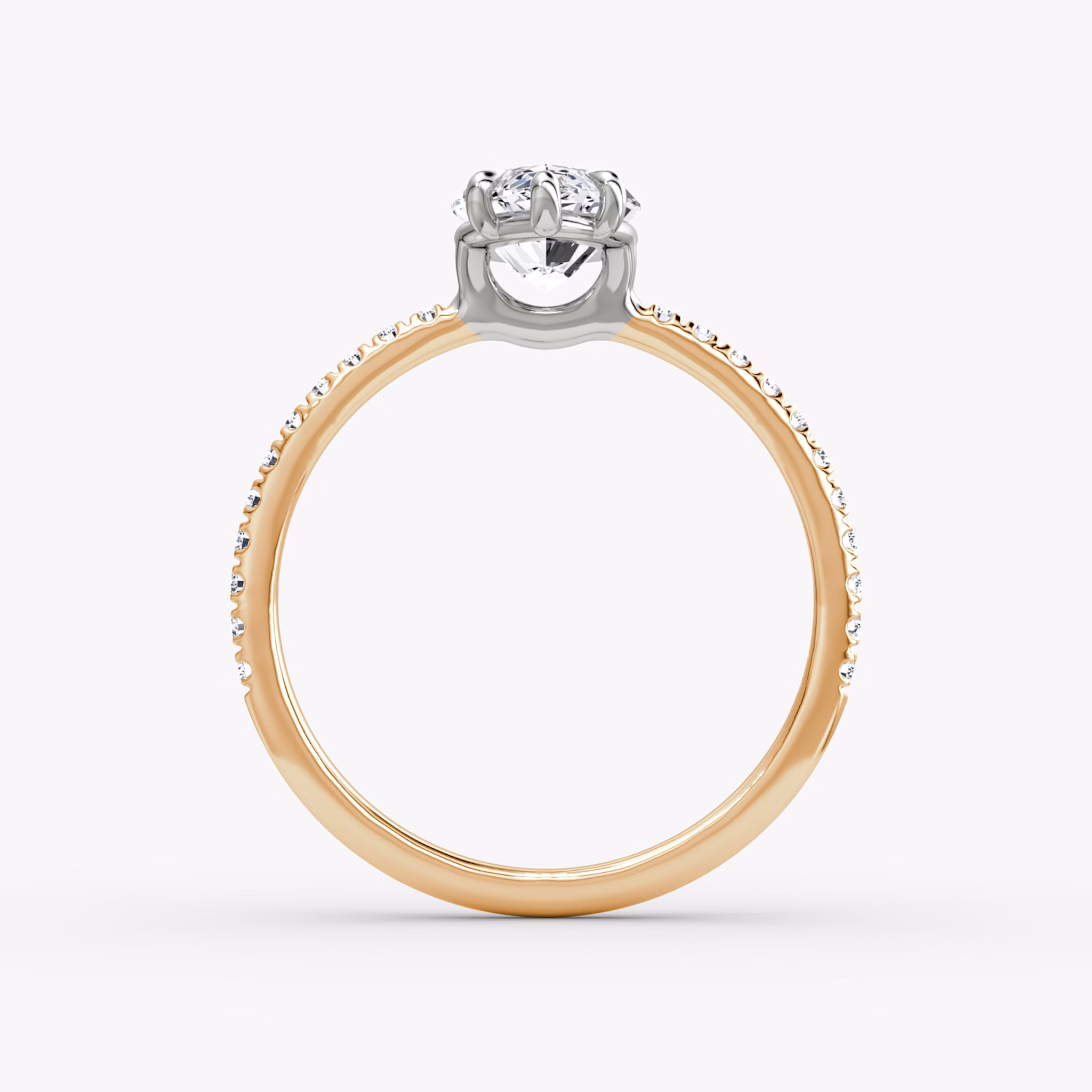 The Signature | Marquise | 14k | Rose Gold and Platinum | bandAccent: Pavé | bandWidth: standard | hiddenHalo: no | diamondOrientation: vertical | caratWeight: other