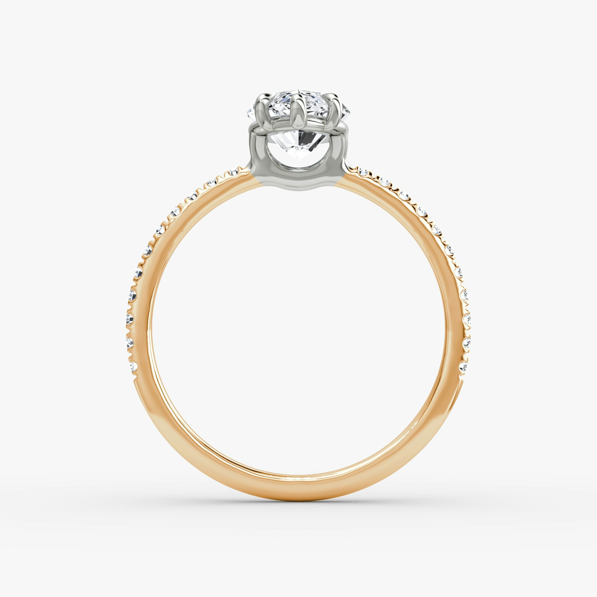 The Signature | Marquise | 14k | Rose Gold and Platinum | bandAccent: Pavé | bandWidth: standard | hiddenHalo: no | diamondOrientation: vertical | caratWeight: other